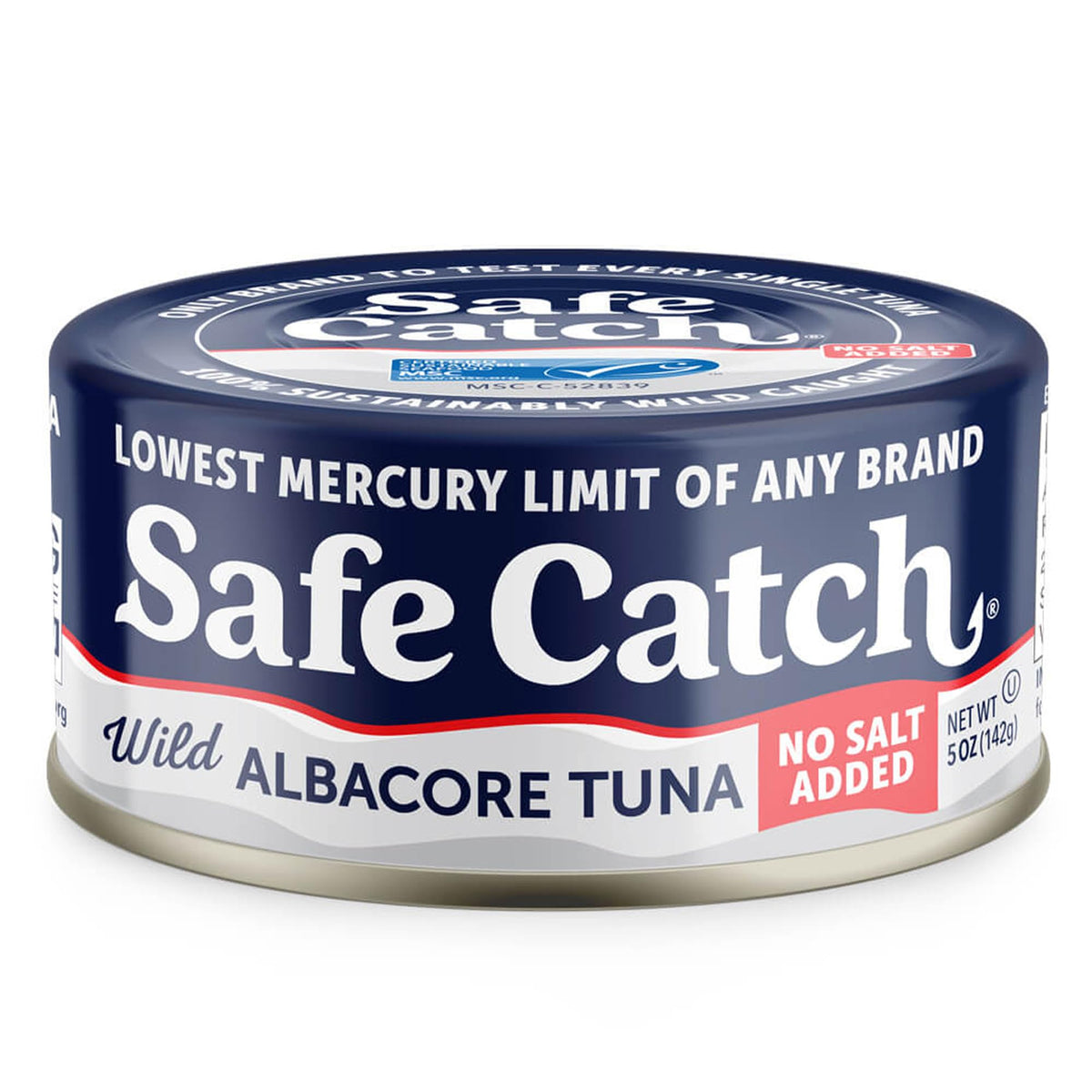 Safe Catch No Salt Added Albacore Tuna — Wild Caught, Low Mercury, Gluten-Free, Kosher, Keto, 5oz Can (6-Pack)