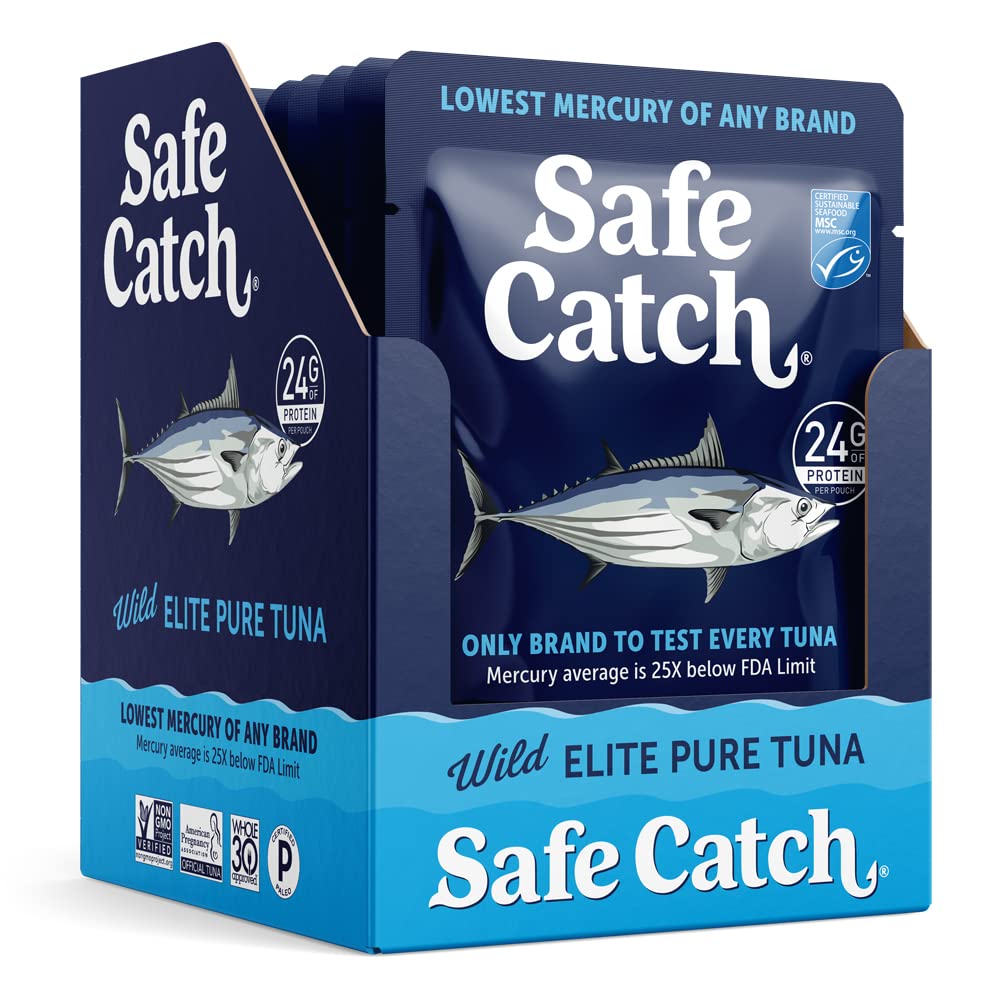 Safe Catch Elite Wild Tuna Pouch — Lowest Mercury, 24g Protein, Gluten-Free, Pack of 12