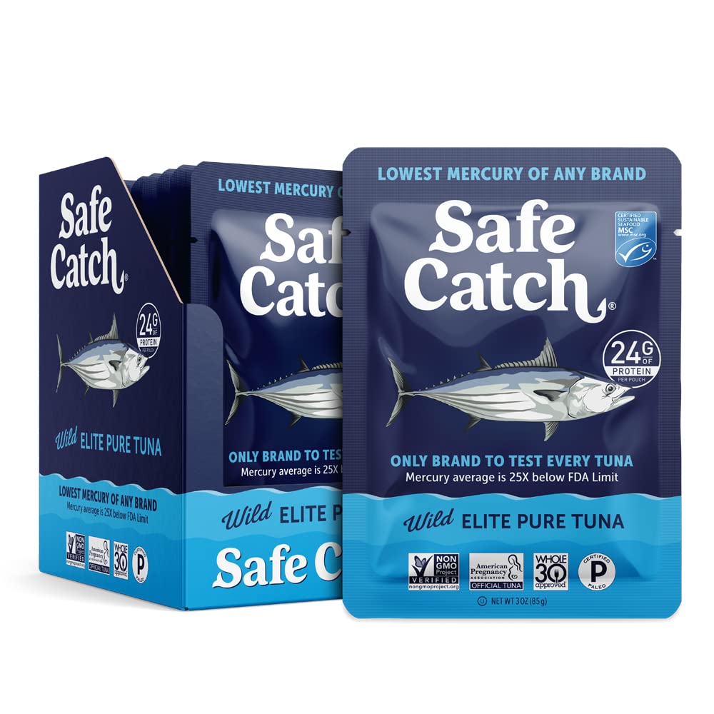 Safe Catch Elite Wild Tuna Pouch — Lowest Mercury, 24g Protein, Gluten-Free, Pack of 12