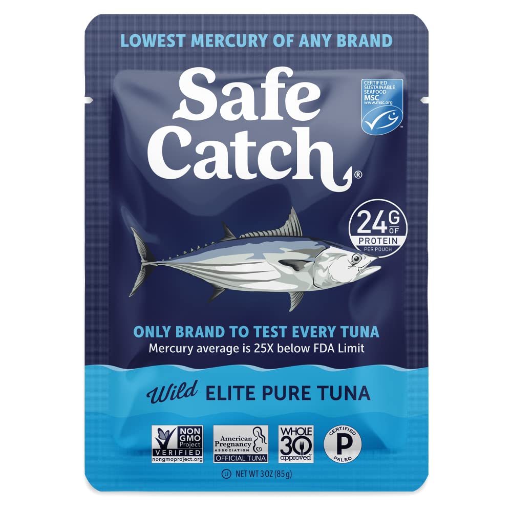 Safe Catch Elite Wild Tuna Pouch — Lowest Mercury, 24g Protein, Gluten-Free, Pack of 12