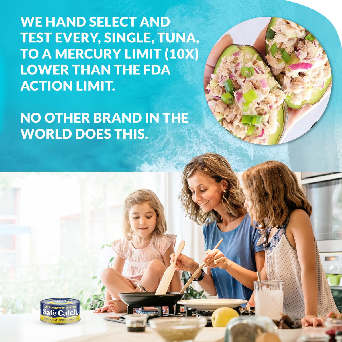 Safe Catch Wild Ahi Yellowfin Tuna – Low Mercury, Gluten-Free, Kosher, 6 Pack