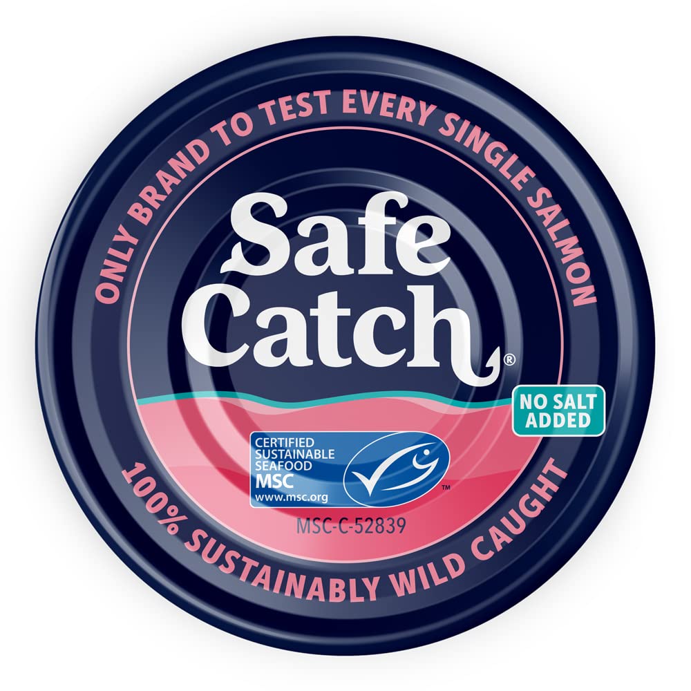 Safe Catch Wild Pacific Pink Salmon Canned — No Salt Added, Mercury Tested, Skinless & Boneless, 6 x 5oz
