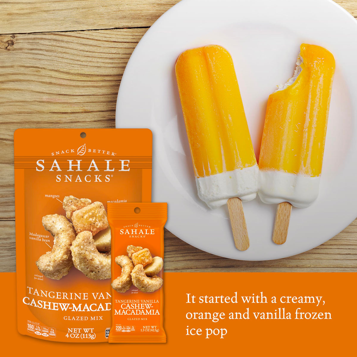 Sahale Snacks Tangerine Vanilla Cashew-Macadamia Glazed Mix – 4 oz Pouches (6 Pack) – Non-GMO, Kosher, Gluten-Free