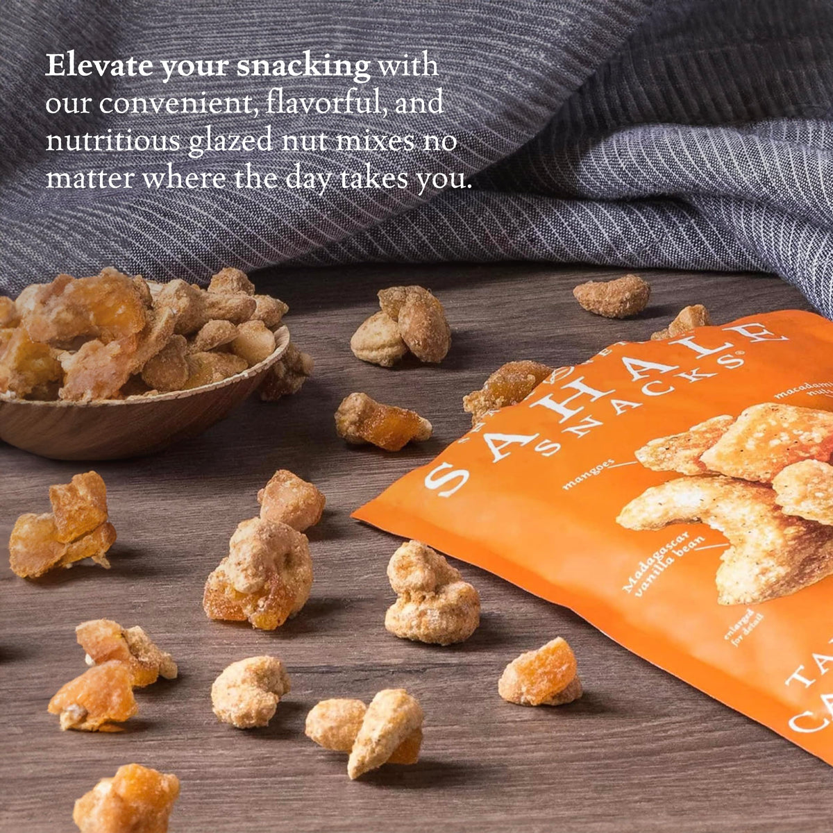 Sahale Snacks Tangerine Vanilla Cashew-Macadamia Glazed Mix – 4 oz Pouches (6 Pack) – Non-GMO, Kosher, Gluten-Free
