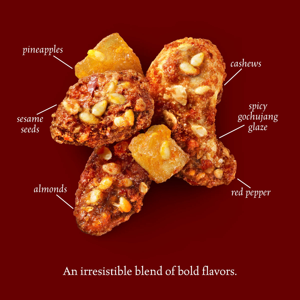Sahale Snacks Gochujang Almonds Glazed Mix – Gluten Free & Kosher, 4 oz x 6