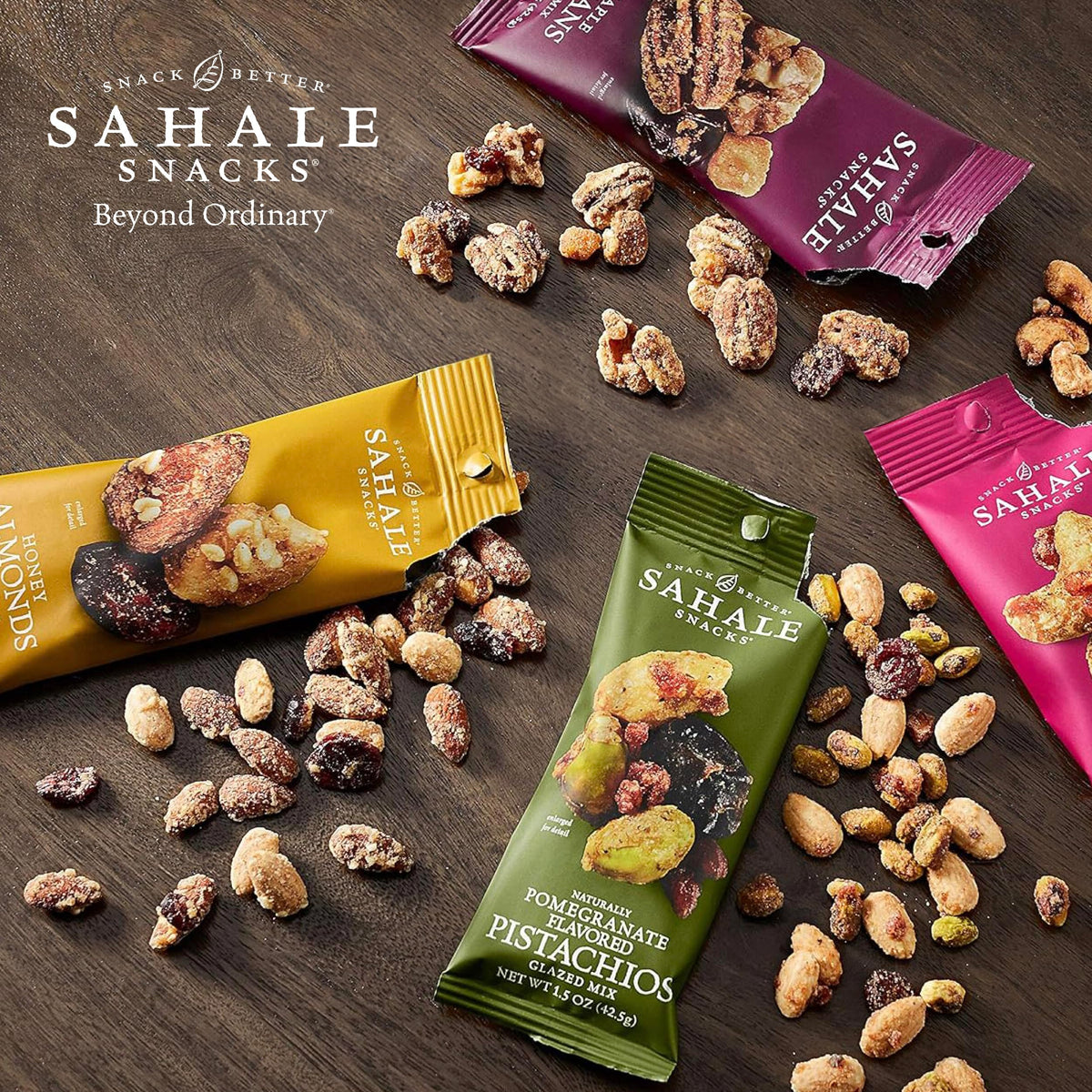 Sahale Snacks Honey Almonds Glazed Mix – 1.5 oz Grab & Go Bags, 18 Pack (Non-GMO, Kosher, Gluten-Free)
