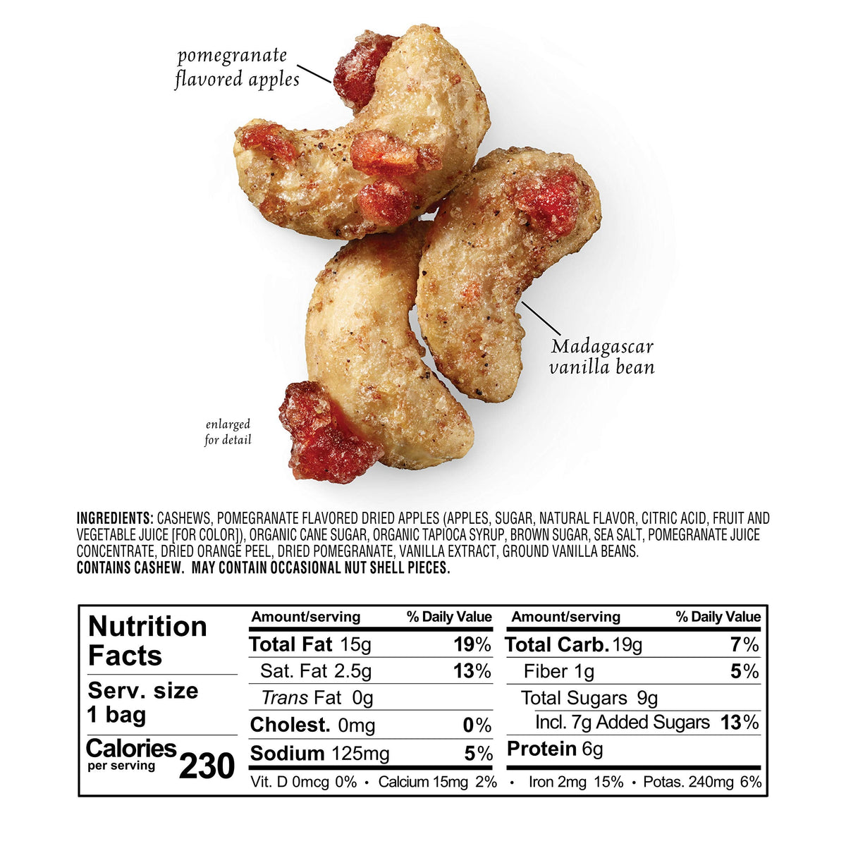 Sahale Snacks Pomegranate Vanilla Cashews – 1.5 oz Packs (18 Count) | Non-GMO, Kosher, Gluten-Free