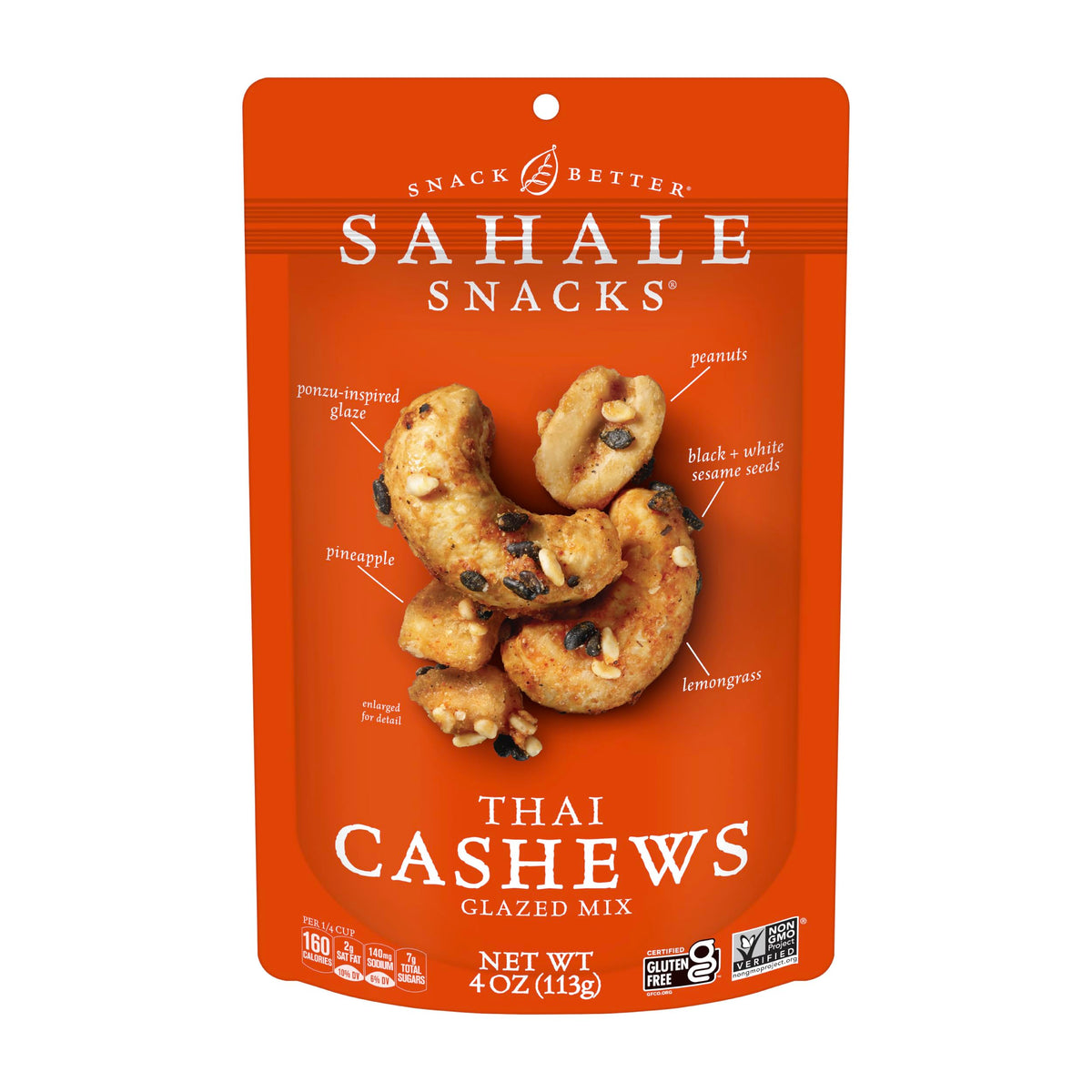 Sahale Snacks Thai Cashews Glazed Mix – 6 x 4 oz Pack | Thai-Inspired Sweet & Savory Nuts