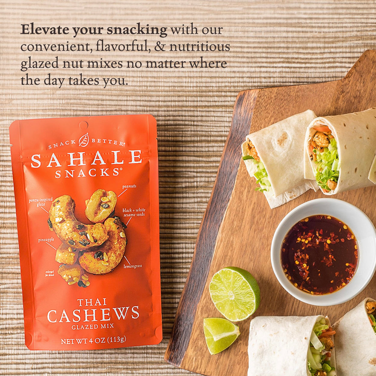 Sahale Snacks Thai Cashews Glazed Mix – 6 x 4 oz Pack | Thai-Inspired Sweet & Savory Nuts