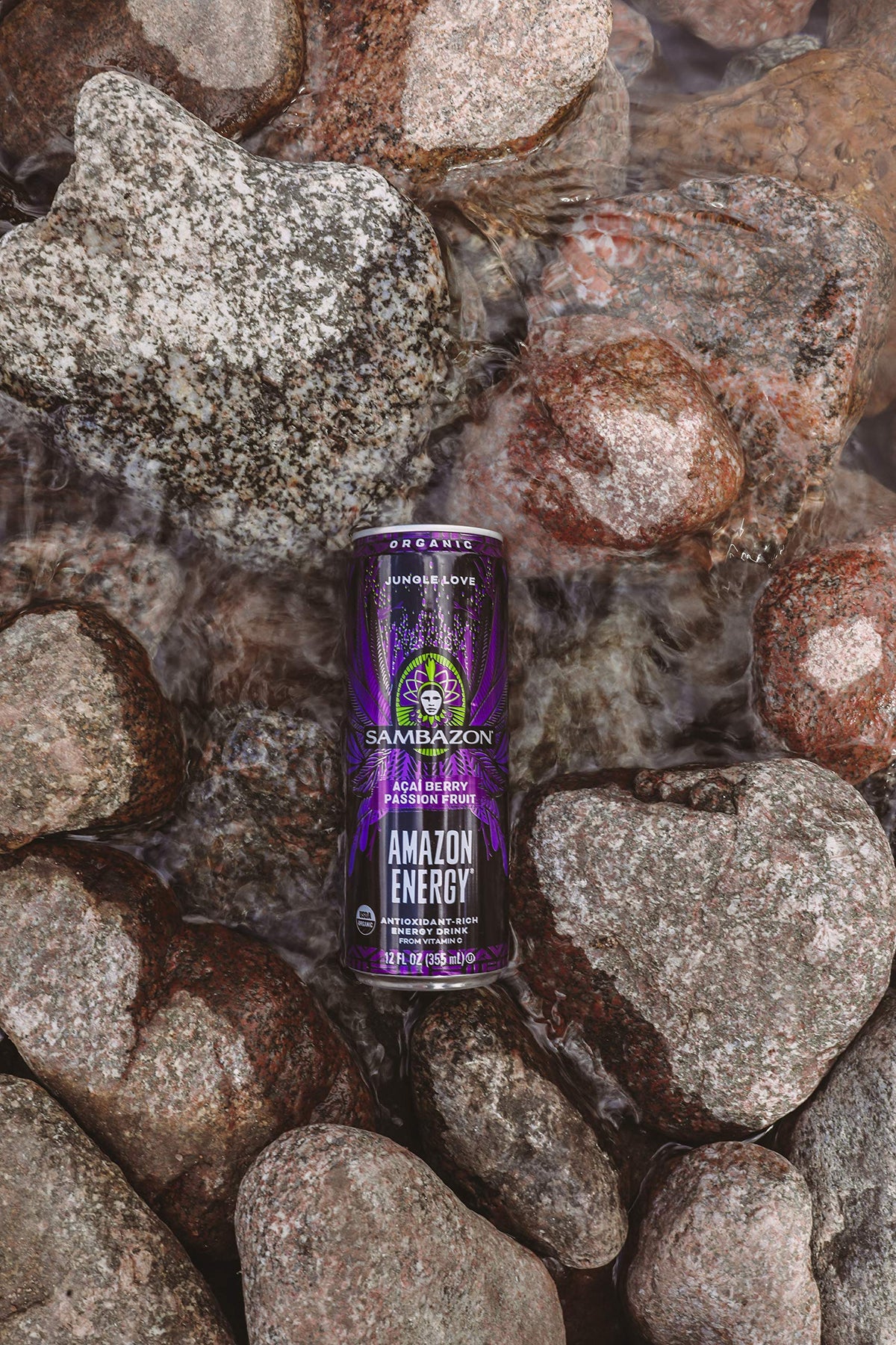 Sambazon Jungle Love Organic Amazon Energy Drink – Acai Berry & Passionfruit, 12 fl oz (12-Pack)