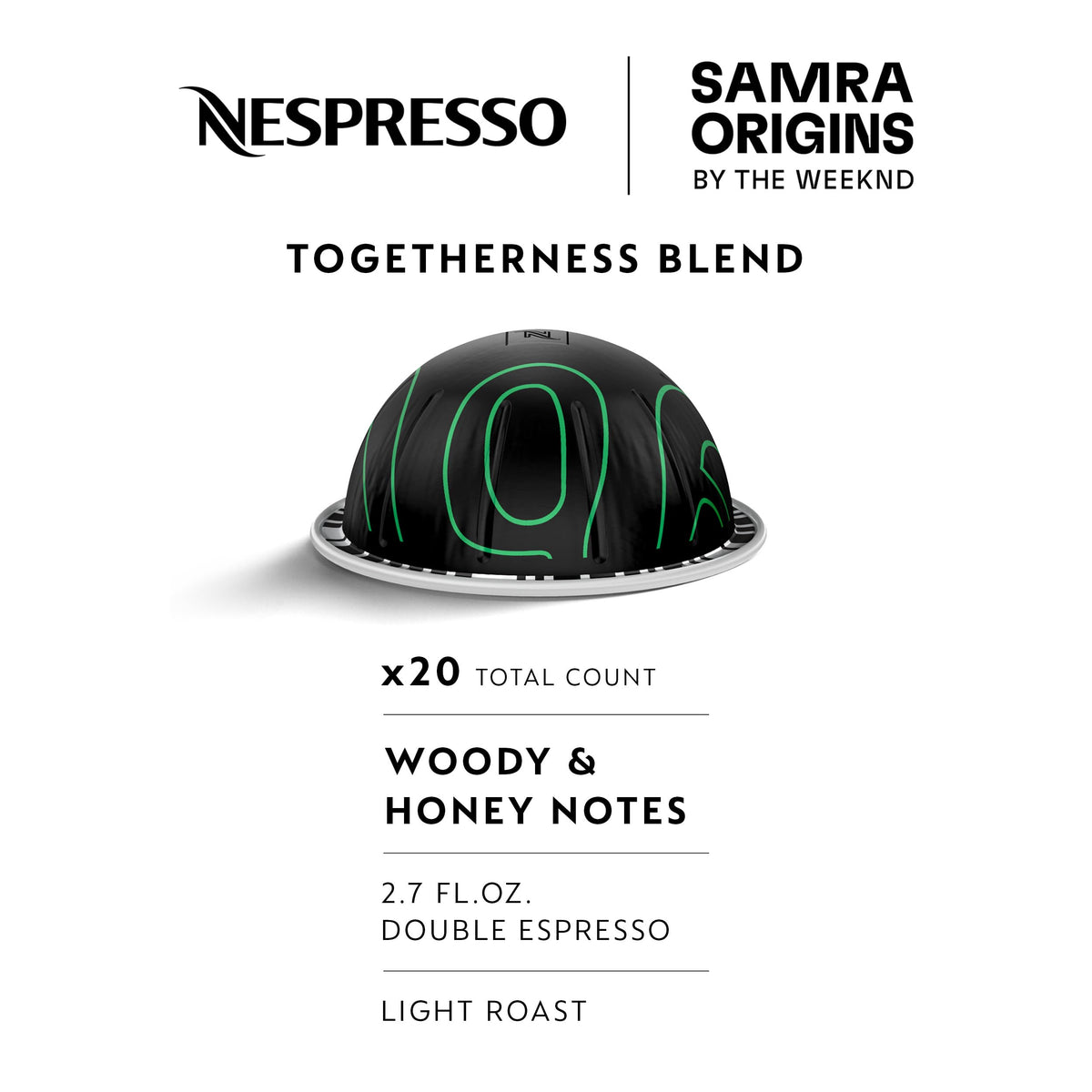 SAMRA ORIGINS by The Weeknd – Togetherness Blend Vertuo Double Espresso Pods (20 Ct, 2.7 fl oz)