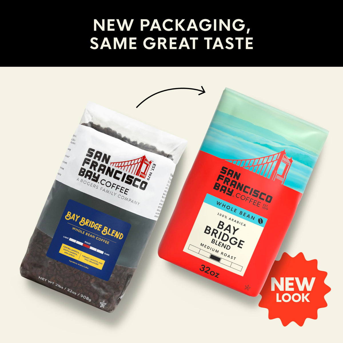 San Francisco Bay Bay Bridge Blend Whole Bean Coffee - 32 oz, Medium Roast