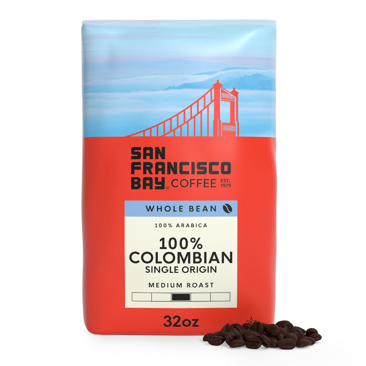 San Francisco Bay Coffee - Medium Roast Colombian Supremo Whole Bean, 2 lb
