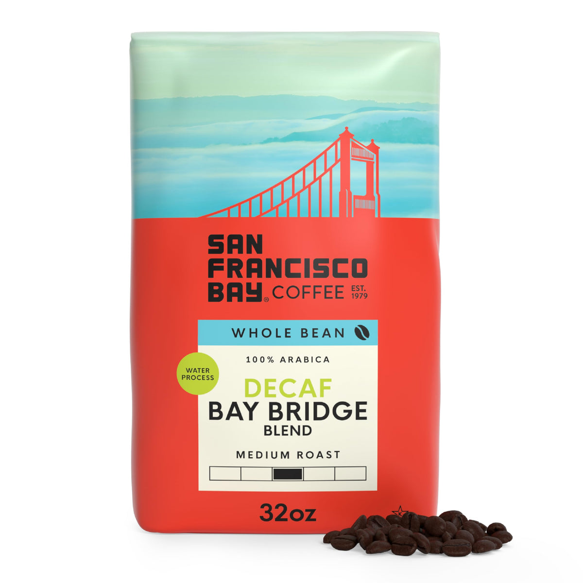 San Francisco Bay Decaf Bay Bridge Blend Whole Bean Coffee | Swiss Water Process