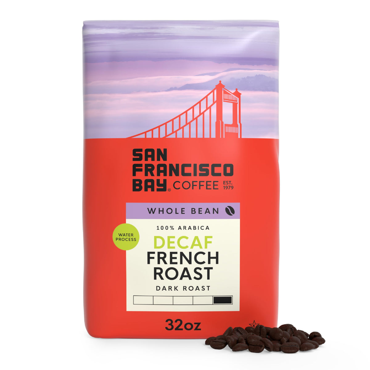 San Francisco Bay Decaf French Roast Whole Bean Coffee - 2 lb - Swiss Water Processed
