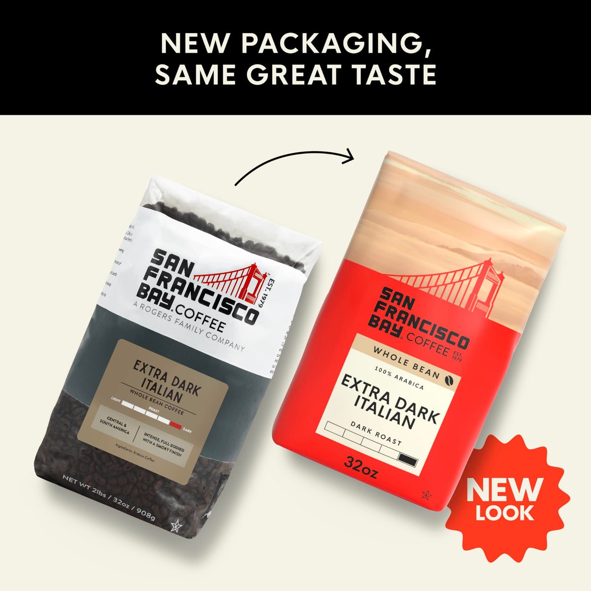 San Francisco Bay Coffee - Extra Dark Italian Roast, Whole Bean, 2 lb