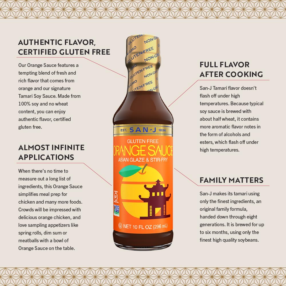 San-J Spice of Life Variety Pack – Gluten Free Teriyaki, Orange, Szechuan, Thai Peanut Sauces (4 x 10 oz)