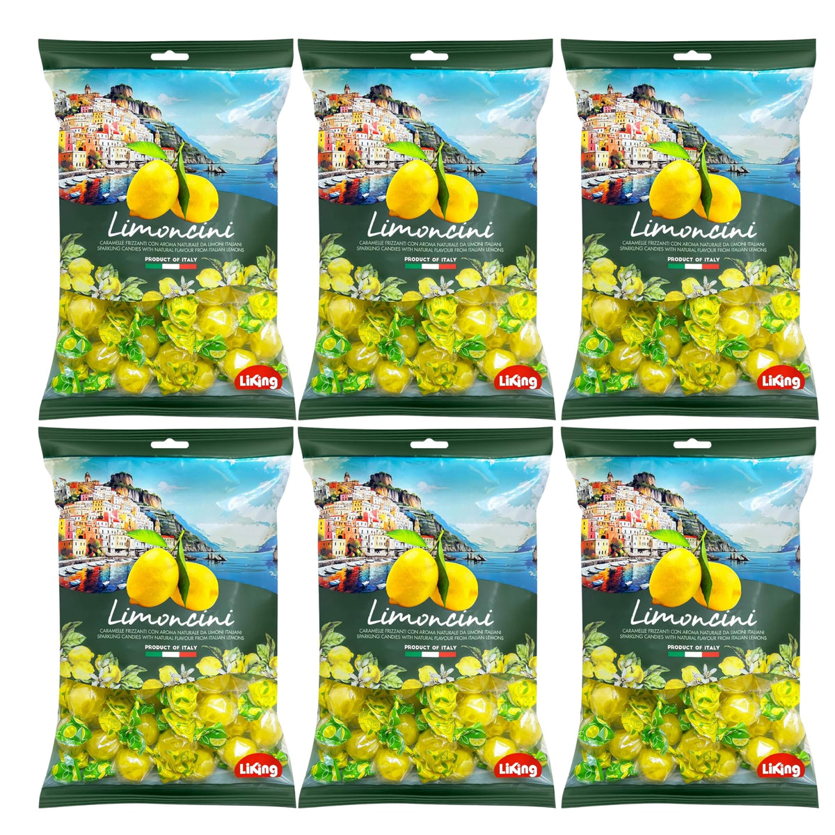 Sanniti Limoncini Frizzanti Candies – Sparkling Italian Lemon Flavor, 6.17 oz Bag (Pack of 6)