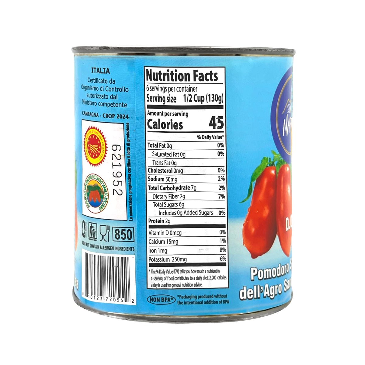 Sanniti Song' E Napule San Marzano DOP Authentic Whole Peeled Plum Tomatoes - 28 oz (Pack of 6)