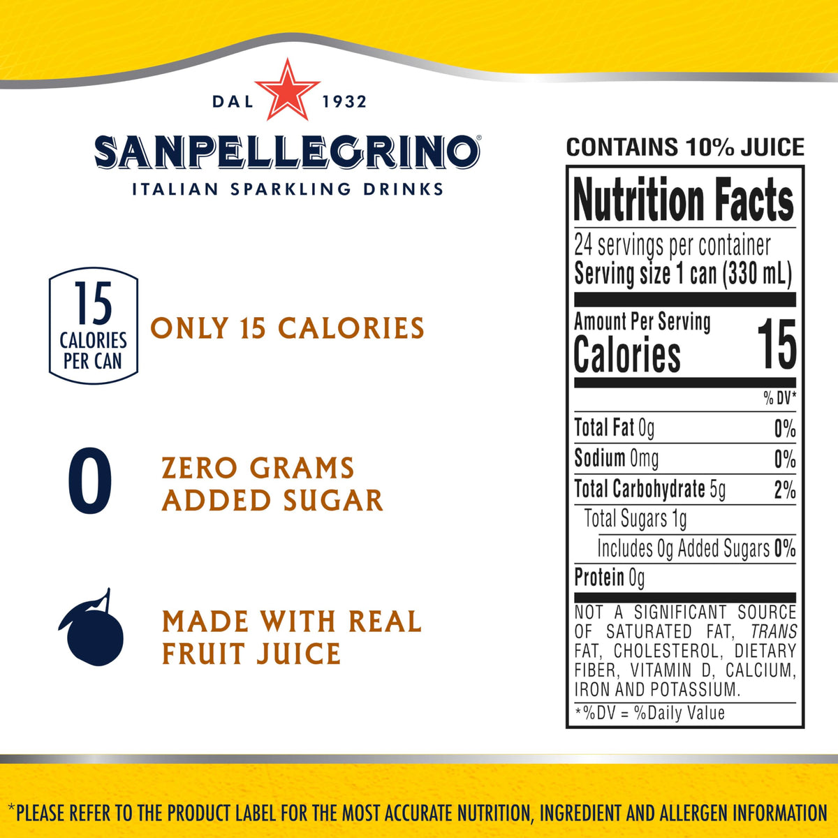 Sanpellegrino Zero Sugar Lemonade – Sparkling Italian Lemon Beverage, 24 Pack