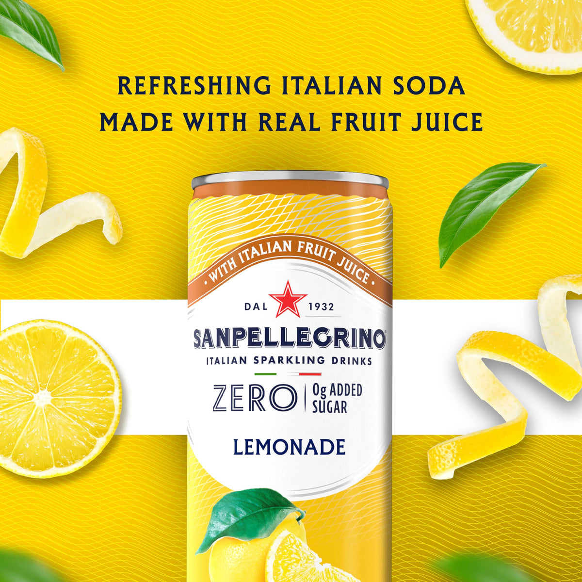 Sanpellegrino Zero Sugar Lemonade – Sparkling Italian Lemon Beverage, 24 Pack