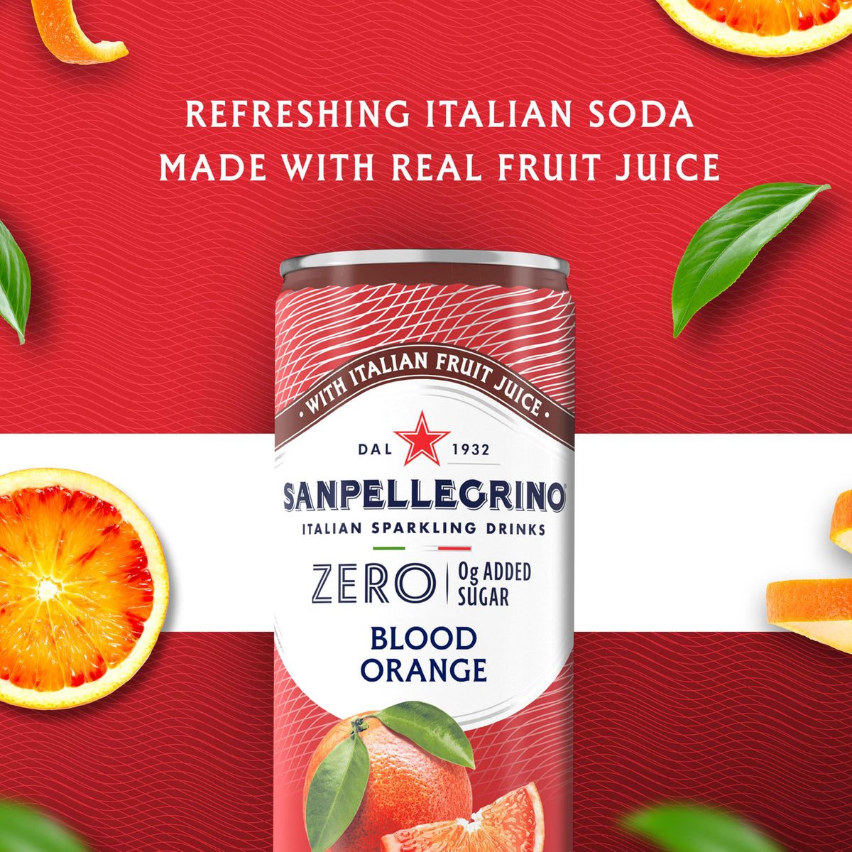 Sanpellegrino Zero Grams Added Sugar Pomegranate & Orange Sparkling Drink — 24 Pack (11.15 fl oz) | Low-Calorie Italian Sparkling Beverage