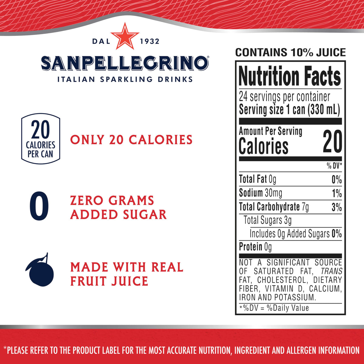 Sanpellegrino Zero Grams Added Sugar Pomegranate & Orange Sparkling Drink — 24 Pack (11.15 fl oz) | Low-Calorie Italian Sparkling Beverage