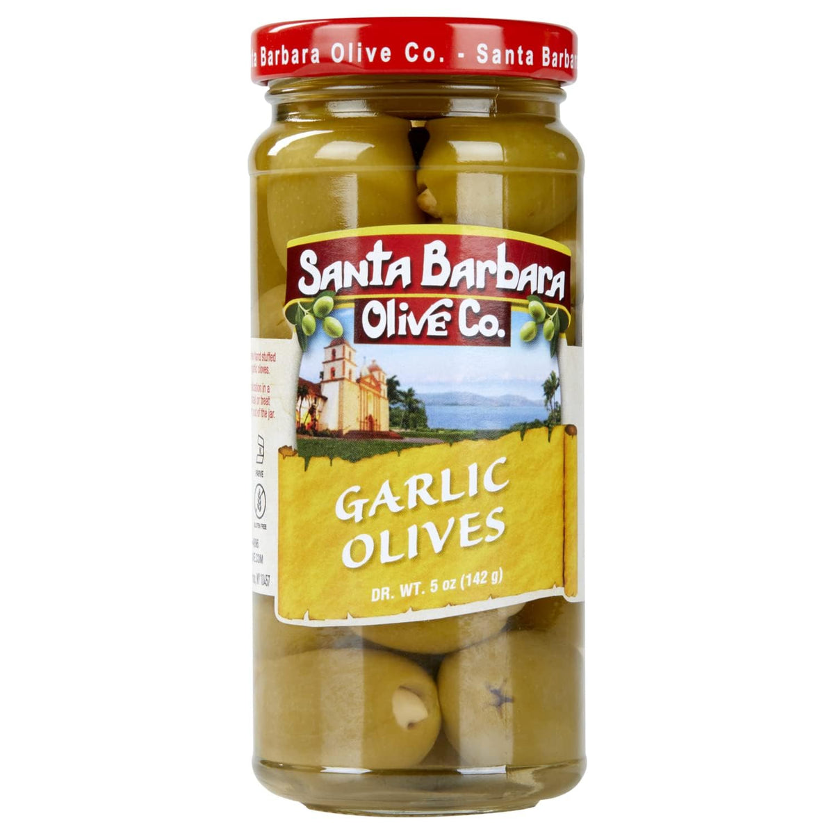 Santa Barbara Gourmet Garlic Stuffed Olives - Meaty Green Olives with Crunchy Garlic | 2-Pack, 10 oz Each