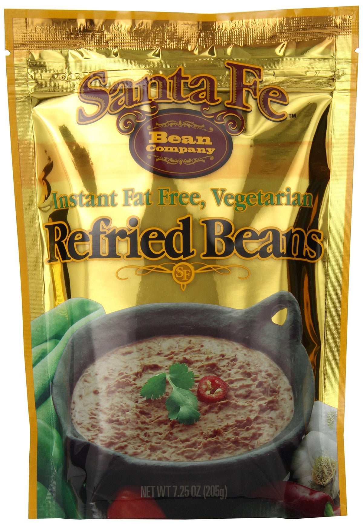 Santa Fe Bean Company Instant Fat Free Vegetarian Refried Beans – 7.25 oz (Pack of 8) All Natural, High Fiber, Gluten-Free