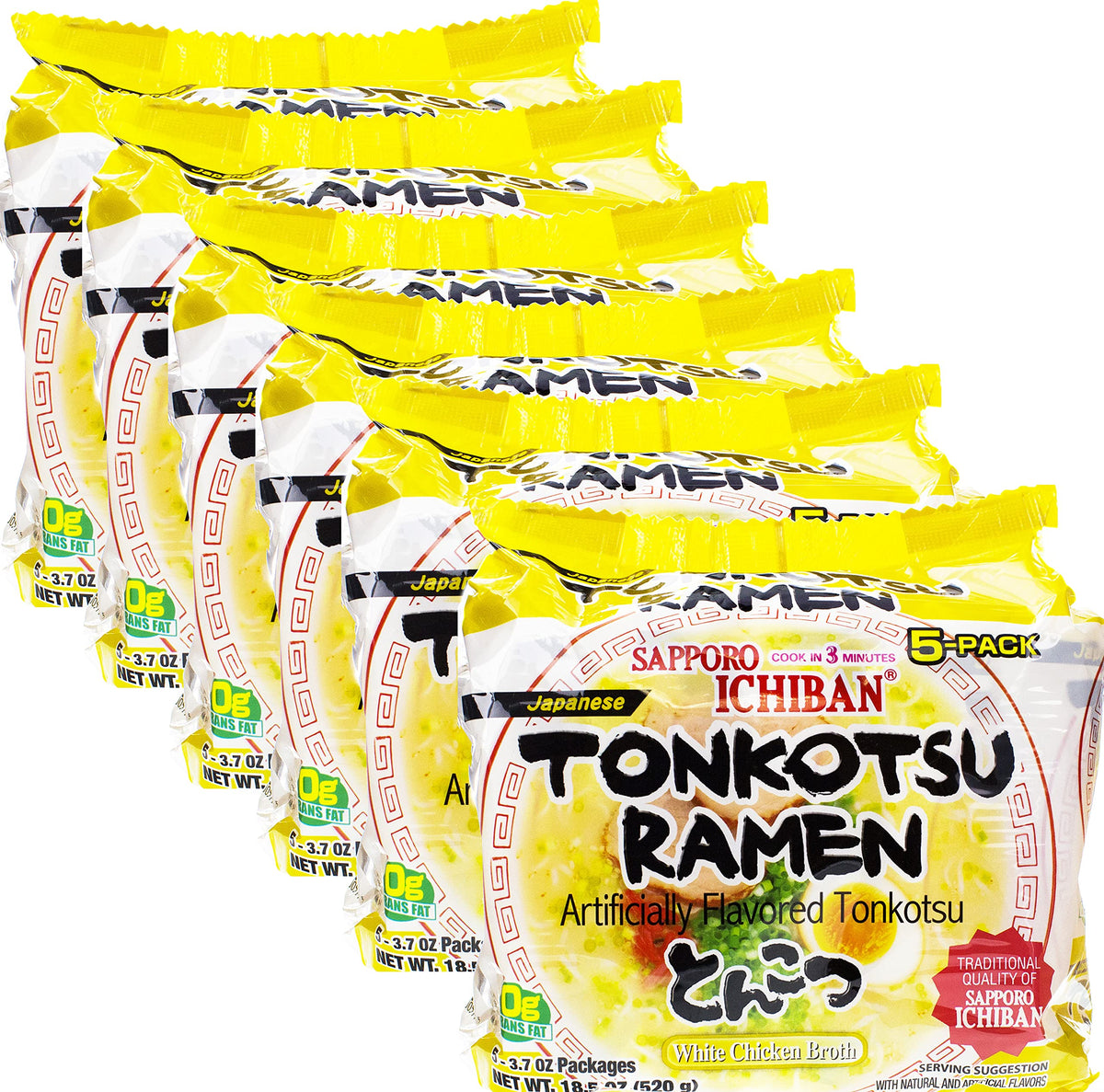 Sapporo Ichiban Tonkotsu Ramen Noodles – Artificially Flavored, Chicken Broth, 18.5 oz, 30-Pack (5x6)