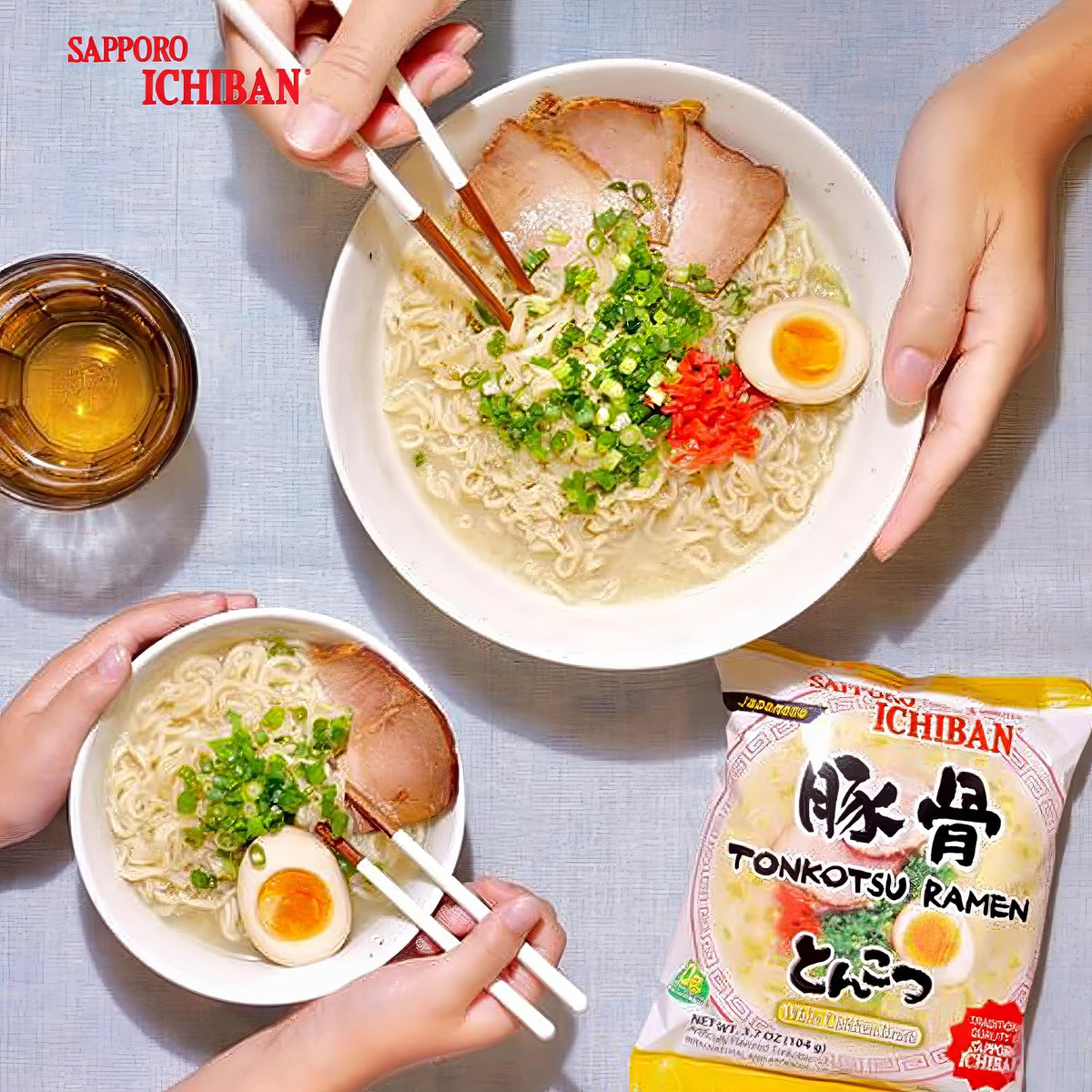 Sapporo Ichiban Tonkotsu Ramen Noodles – Instant Japanese Pouch, 3.5 oz, Pack of 24