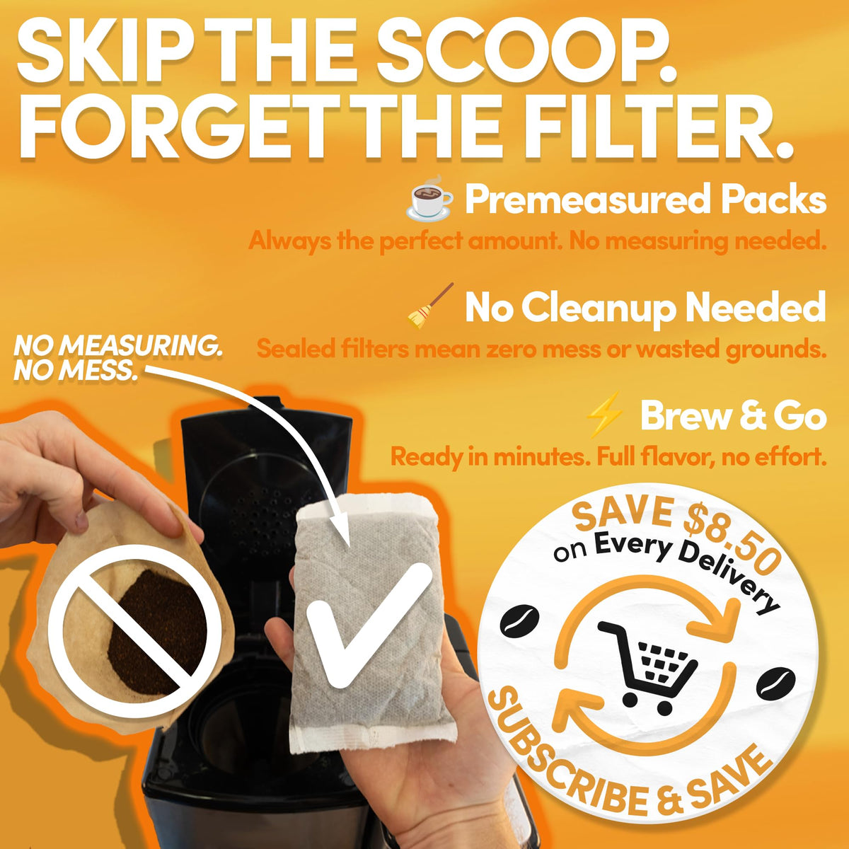 Sarasota Coffee & Tea Co. Breakfast Blend Filter Packs – 40 Count, 2 oz, Low Acid Mold-Free Ground Coffee for 10–12 Cup Drip Makers
