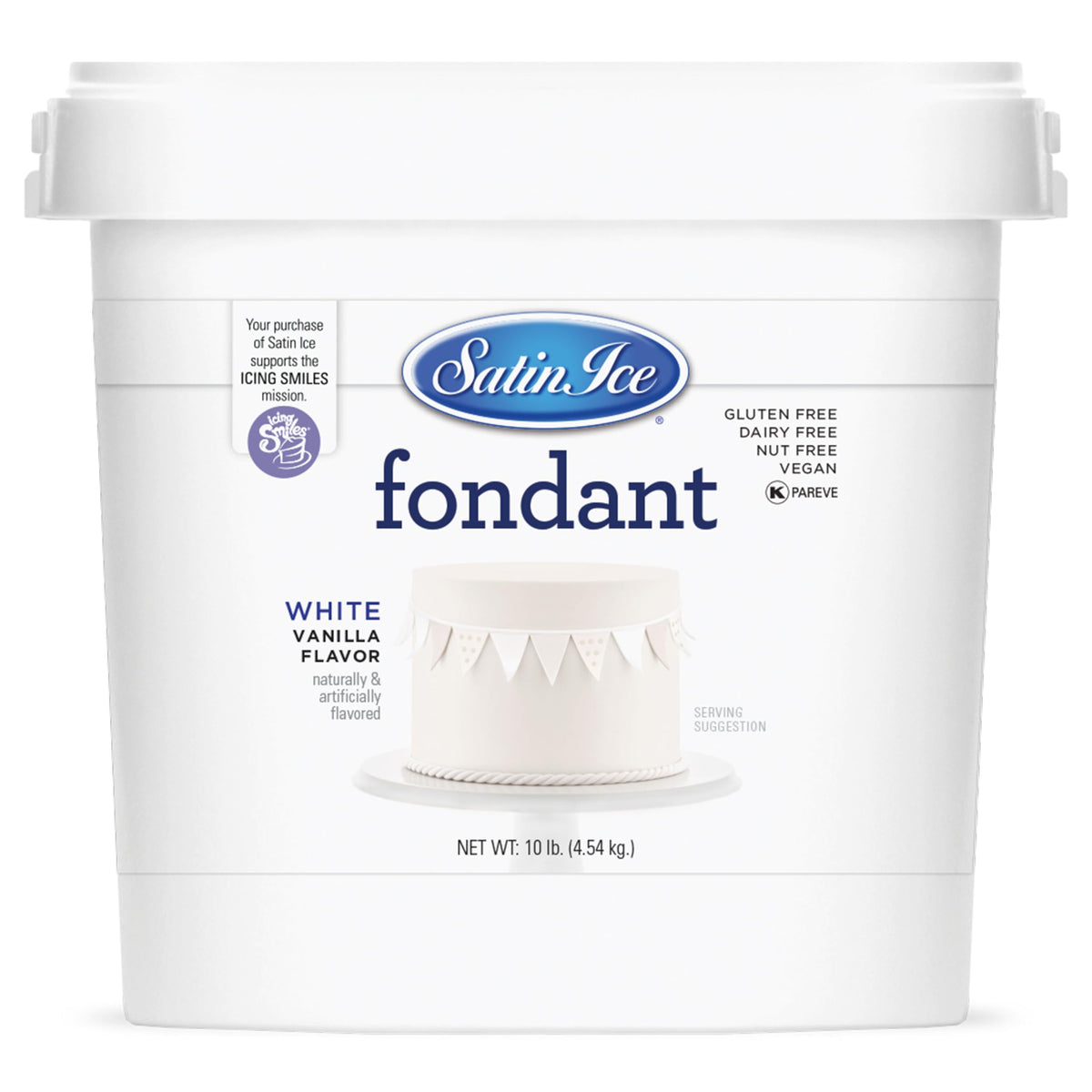 Satin Ice Fondant for Cake Decorating, White (10 Pound) | Premium Flavor & Smooth Finish