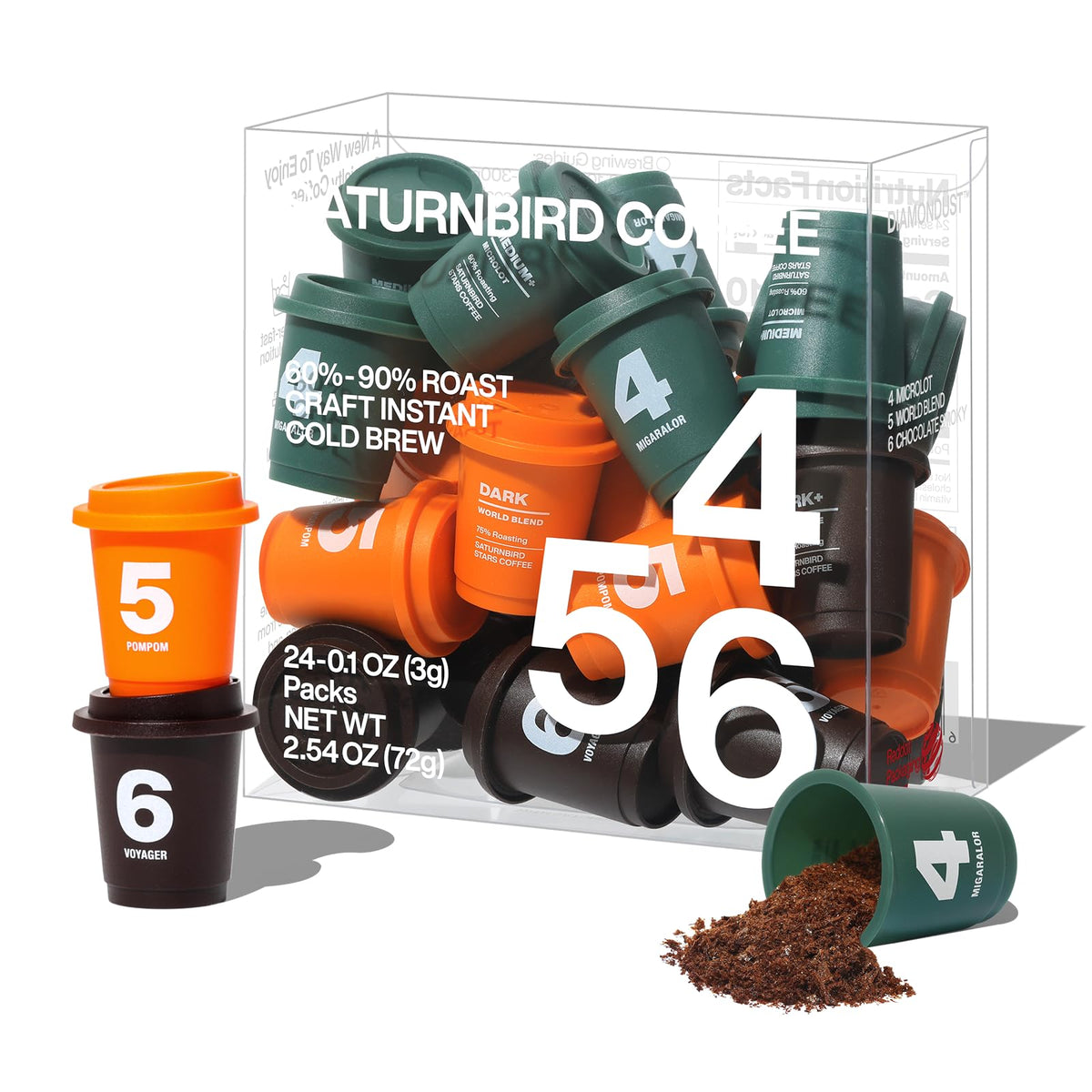SaturnBird Super Instant Coffee Pods – 24 Single-Serve Packets, 100% Arabica, No.4-6 Roast