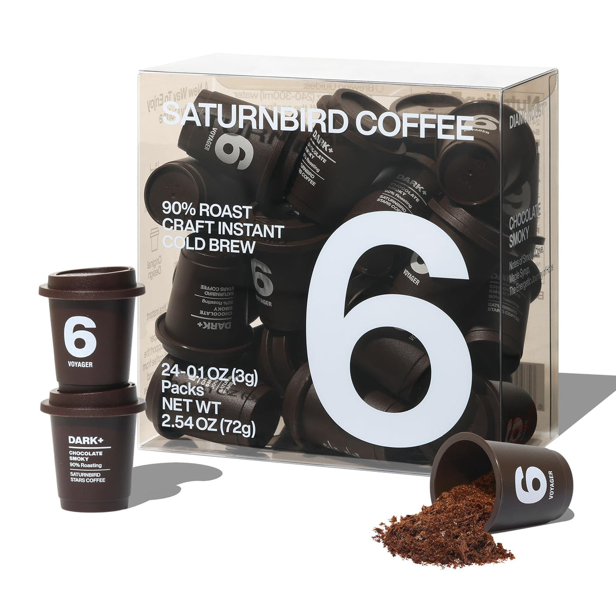 SaturnBird Super Instant Coffee Pods – No.6 French Roast, 100% Arabica | 24 Single-Serve Packets