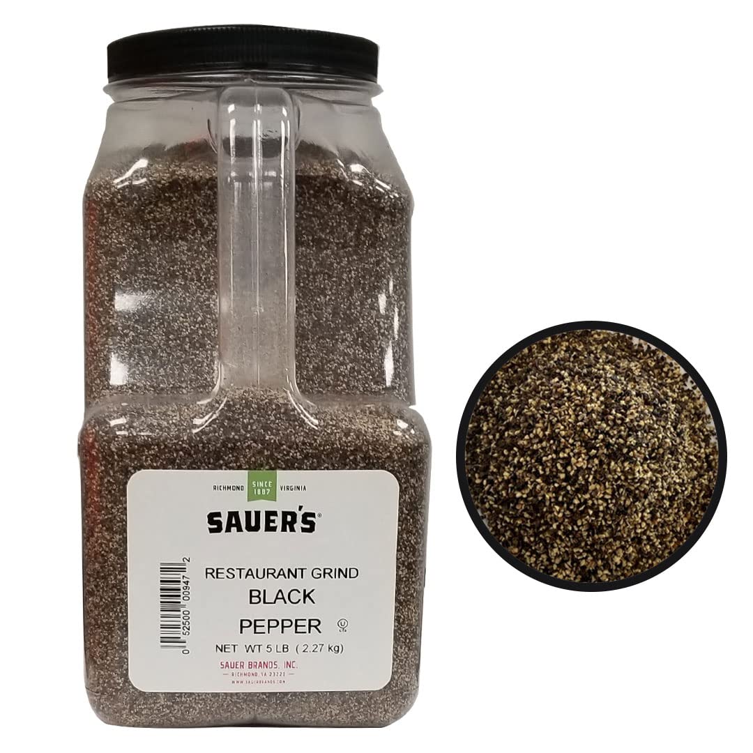 Sauer's Ground Black Pepper – Restaurant Table Grind, 5 lb Canister | Foodservice