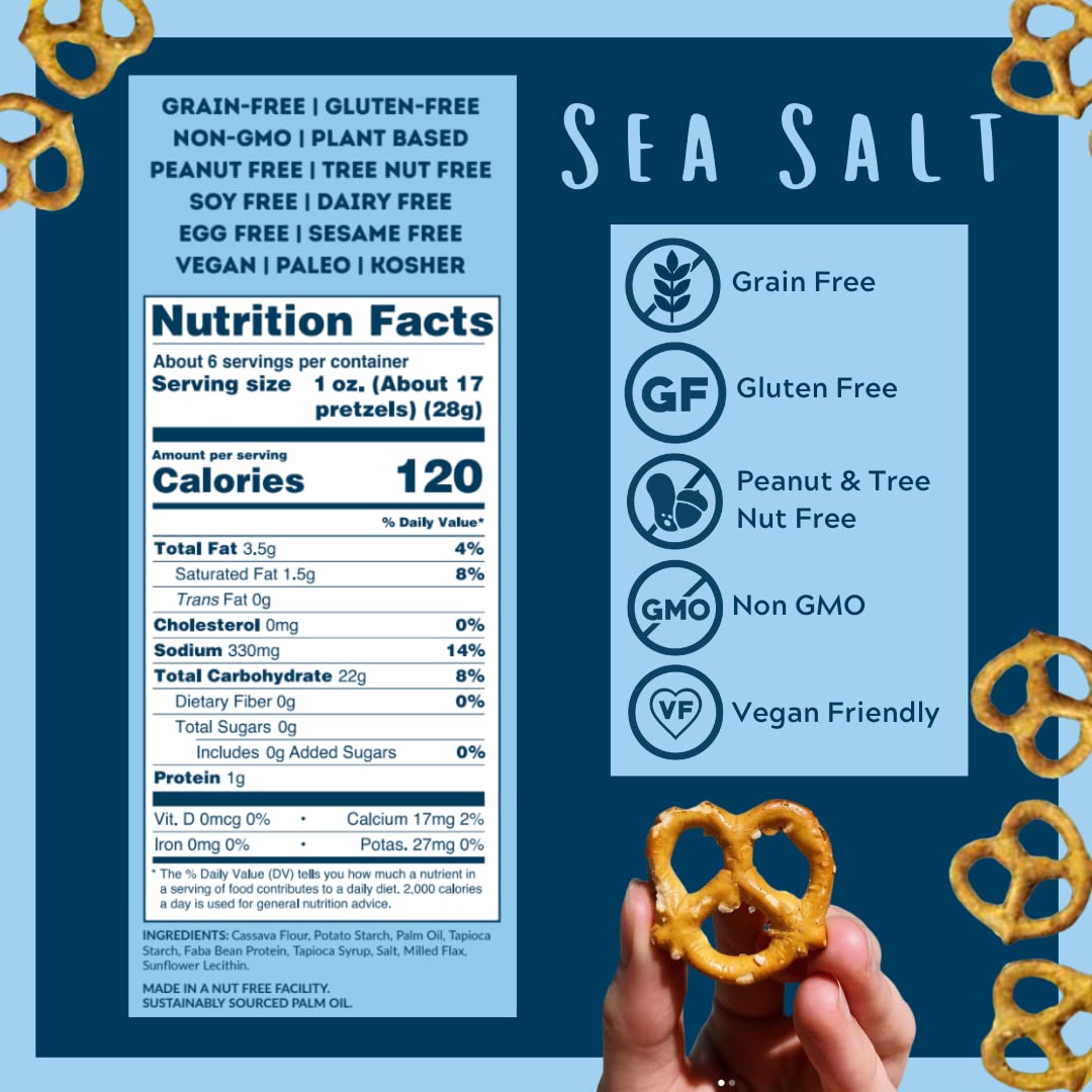 Savor by Suzie Gluten-Free Sea Salt Pretzels – Non-GMO, Grain-Free, Vegan, Keto, Nut-Free – 6 Pack