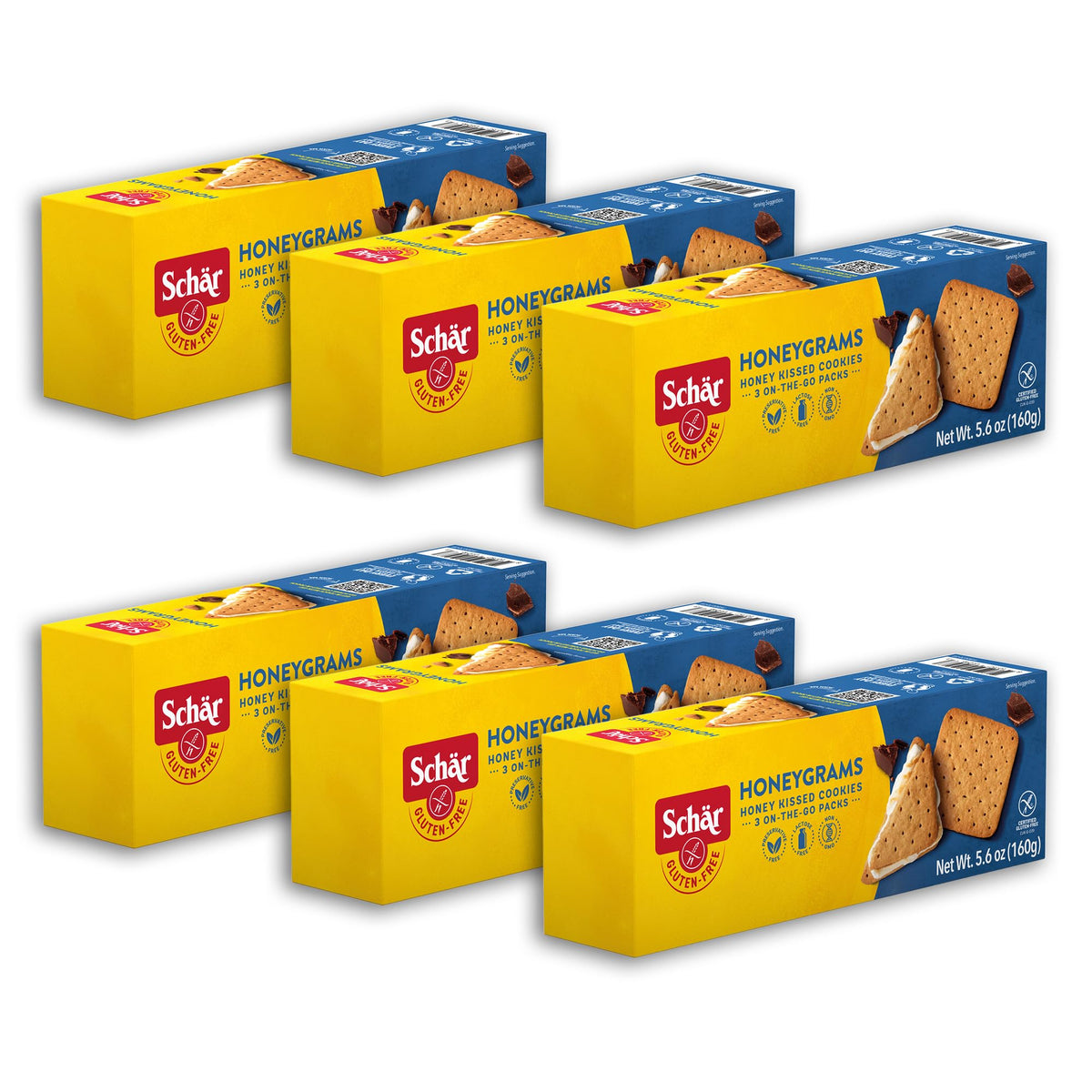 Schar Honeygram Crackers 6-Pack – Gluten-Free Honey-Infused Snack for S'mores & More