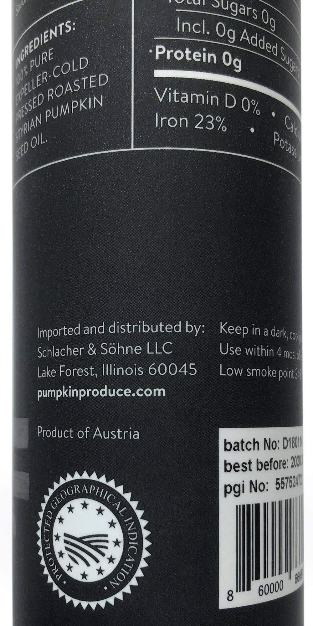 Schlacher & Söhne Styrian Pumpkin Seed Oil – 100% Pure, Cold Pressed, Austria (8.4 oz)