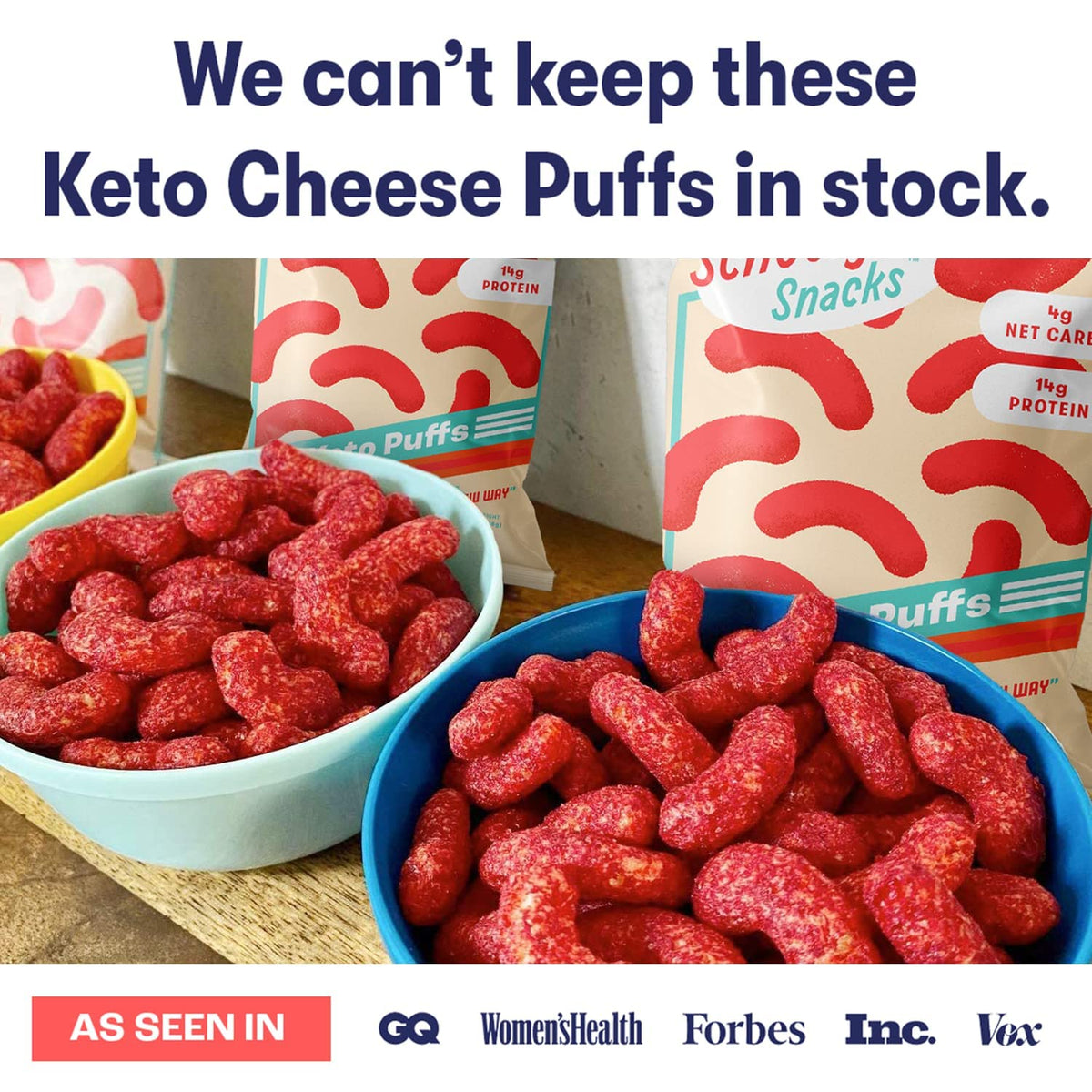Schoolyard Keto Fiery Hot Protein Puffs — 14g Protein, 4g Net Carbs, Gluten Free, 12 Pack (USA Made)