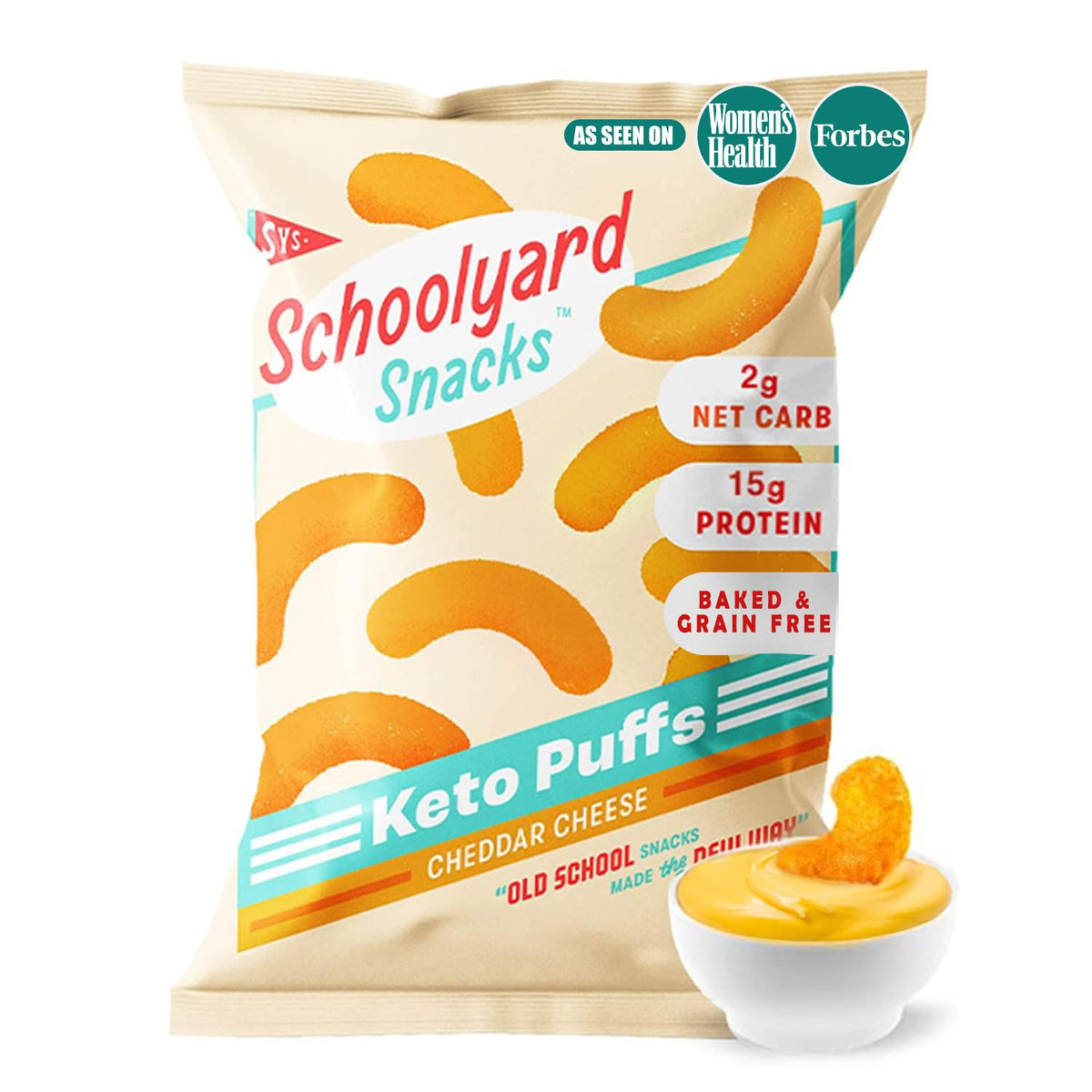 Schoolyard Snacks Cheddar Protein Puffs – 15g Protein, Low Carb & Sugar, Gluten Free, USA Made 12 Pack