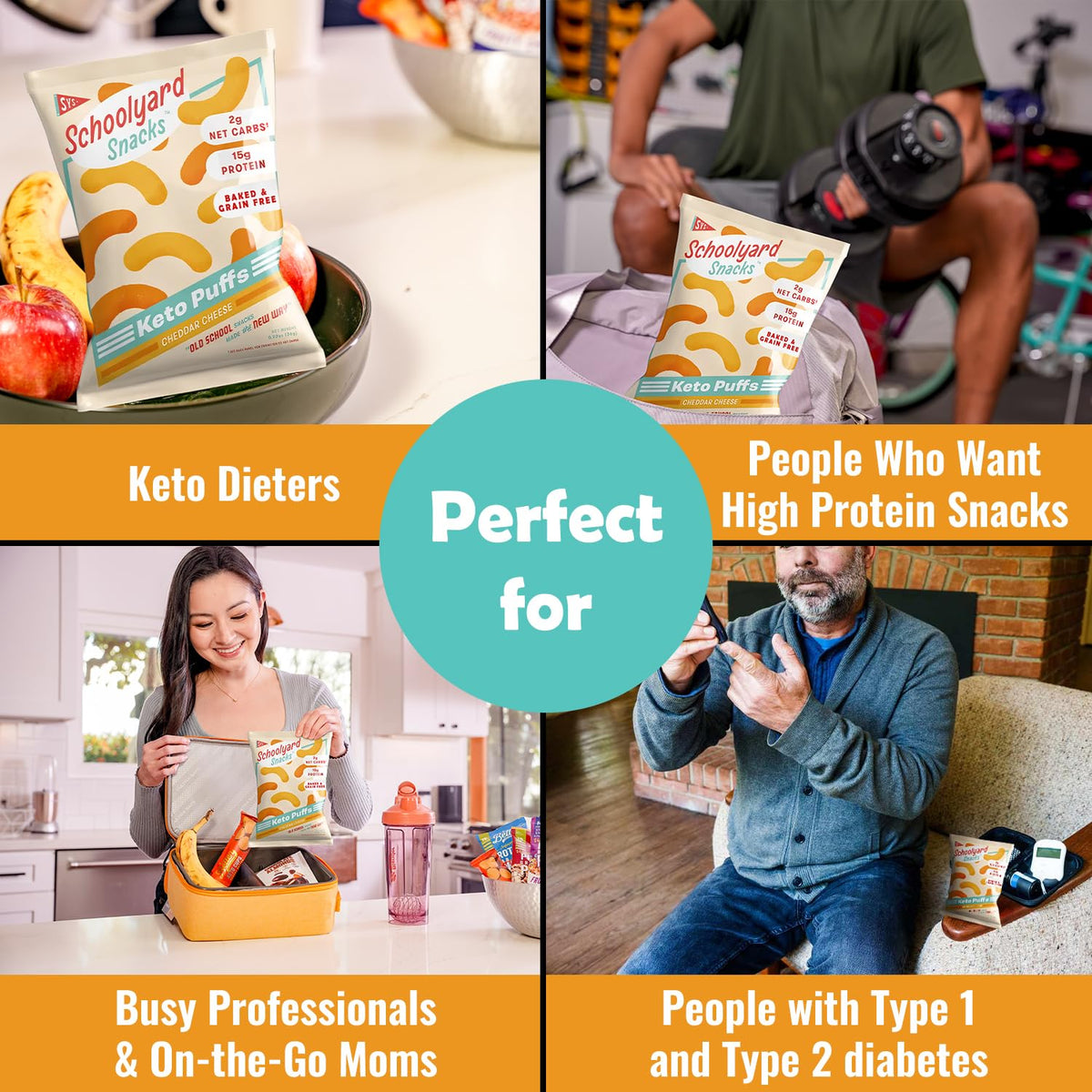 Schoolyard Snacks Cheddar Protein Puffs – 15g Protein, Low Carb & Sugar, Gluten Free, USA Made 12 Pack