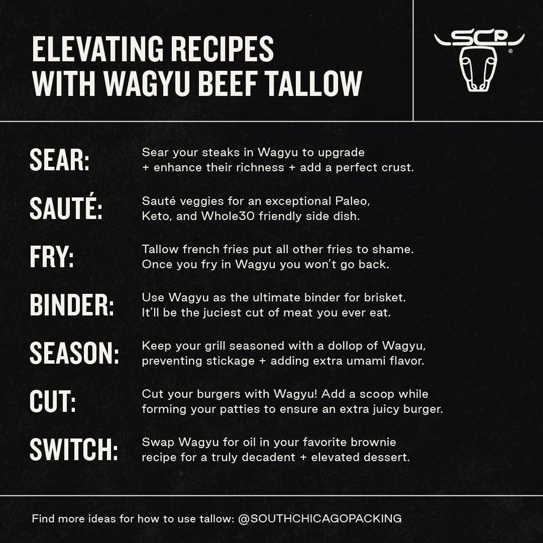 South Chicago Packing Wagyu Beef Tallow – 42 oz High-Heat Cooking Fat for Keto & Paleo