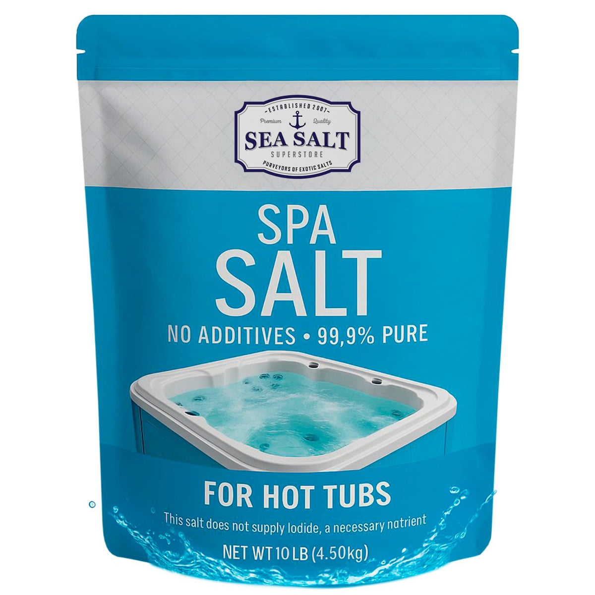 Sea Salt Superstore Hot Tub Spa Salt for Water Systems & Chlorine Generators – 10 Lbs / 500 Gallons