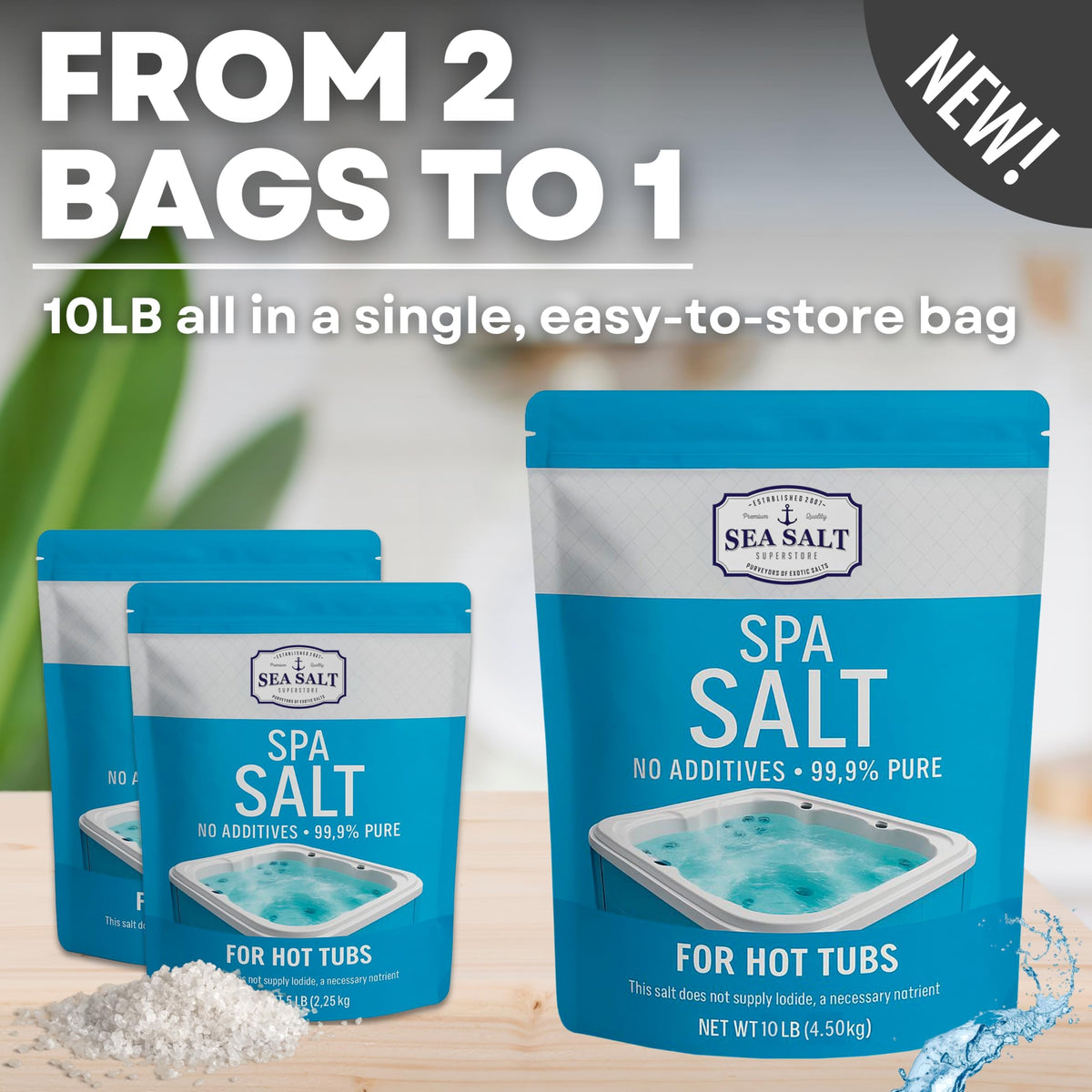 Sea Salt Superstore Hot Tub Spa Salt for Water Systems & Chlorine Generators – 10 Lbs / 500 Gallons