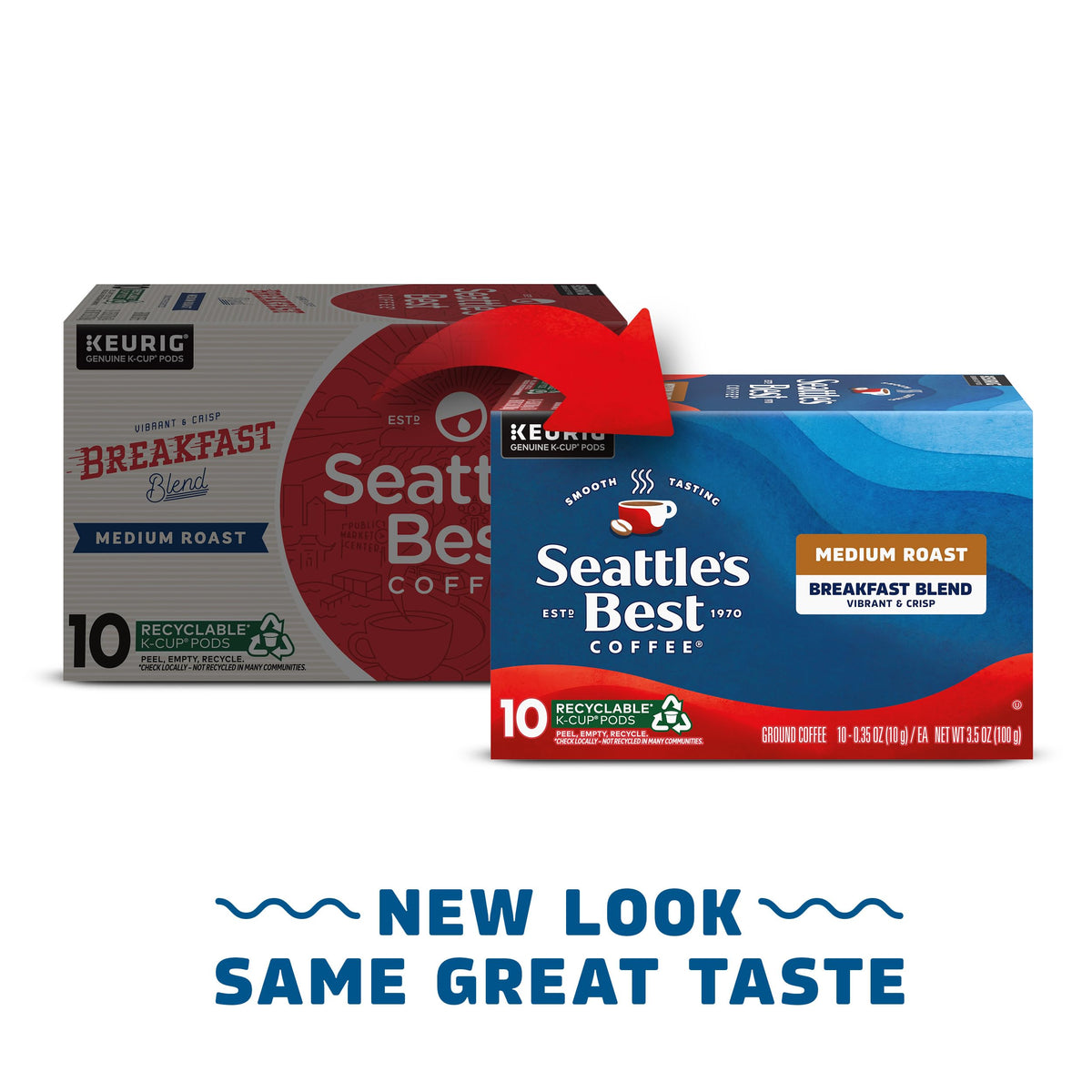 Seattle's Best Coffee Breakfast Blend K-Cups – Medium Roast, 100% Arabica, 60 Pods (6 Boxes)