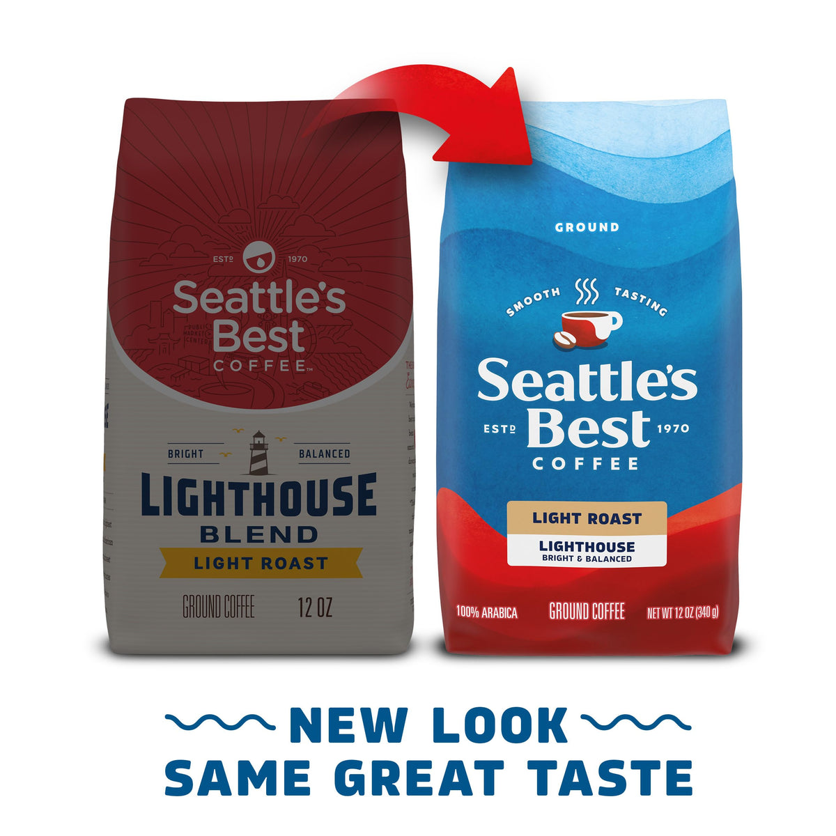 Seattle's Best Coffee Lighthouse Light Roast Ground Coffee — 6 Bags (12 oz Each), 100% Arabica