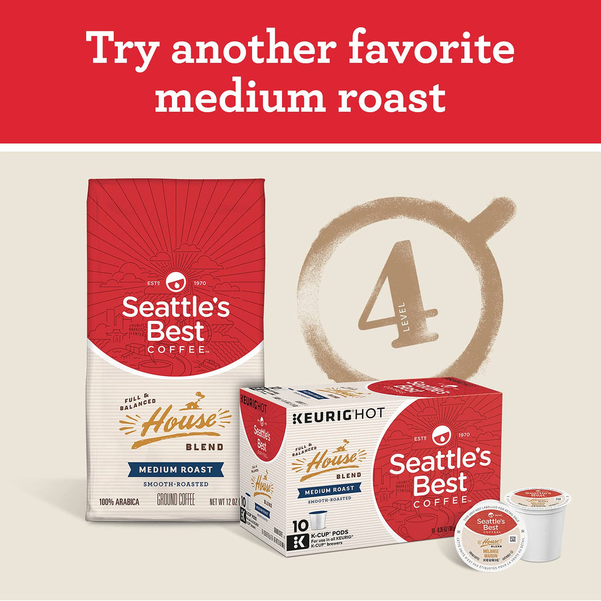 Seattle's Best Coffee Portside Blend Medium Roast Whole Bean – 6 Pack (72 oz)