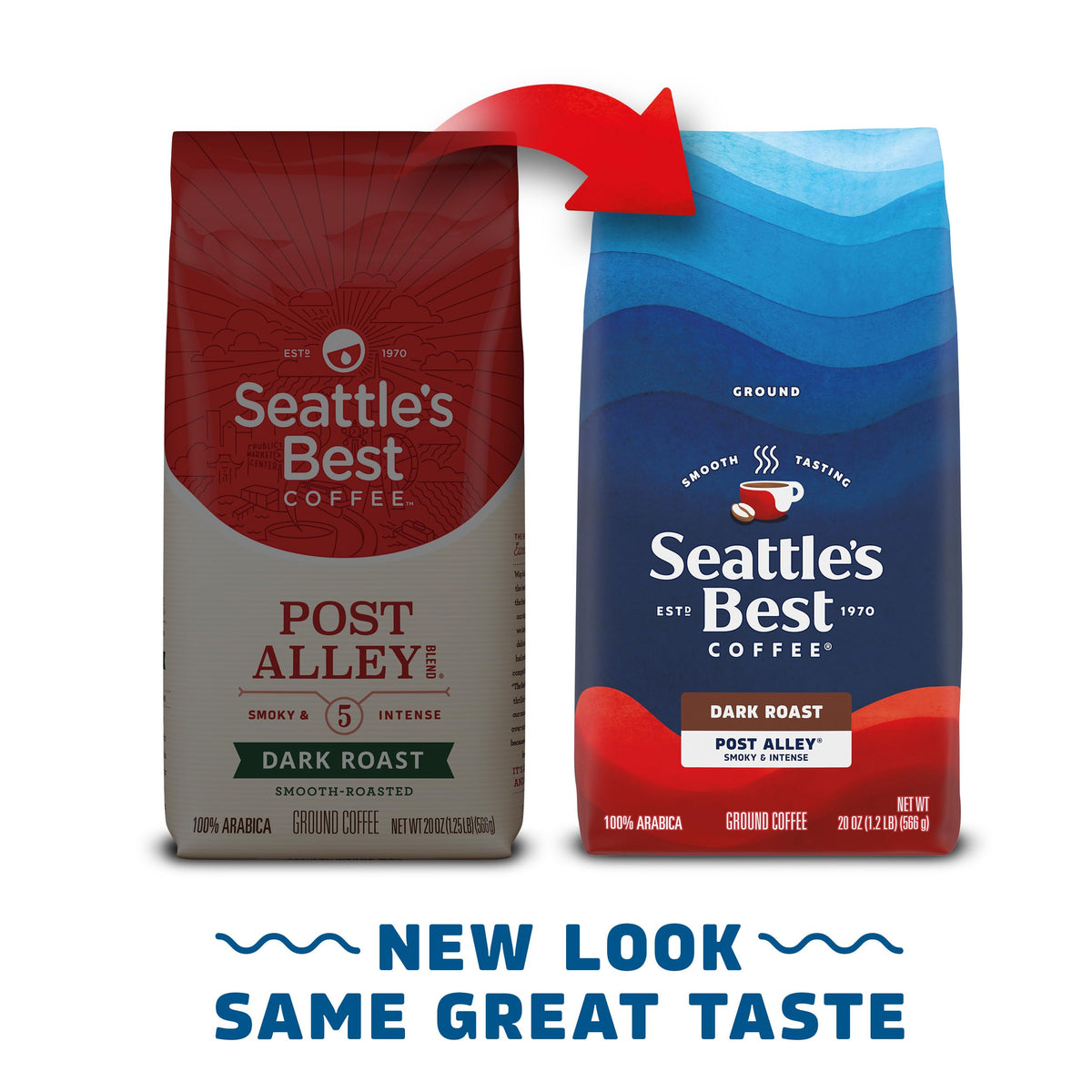 Seattle's Best Coffee Post Alley Dark Roast Ground Coffee – 100% Arabica, 6 x 20 oz
