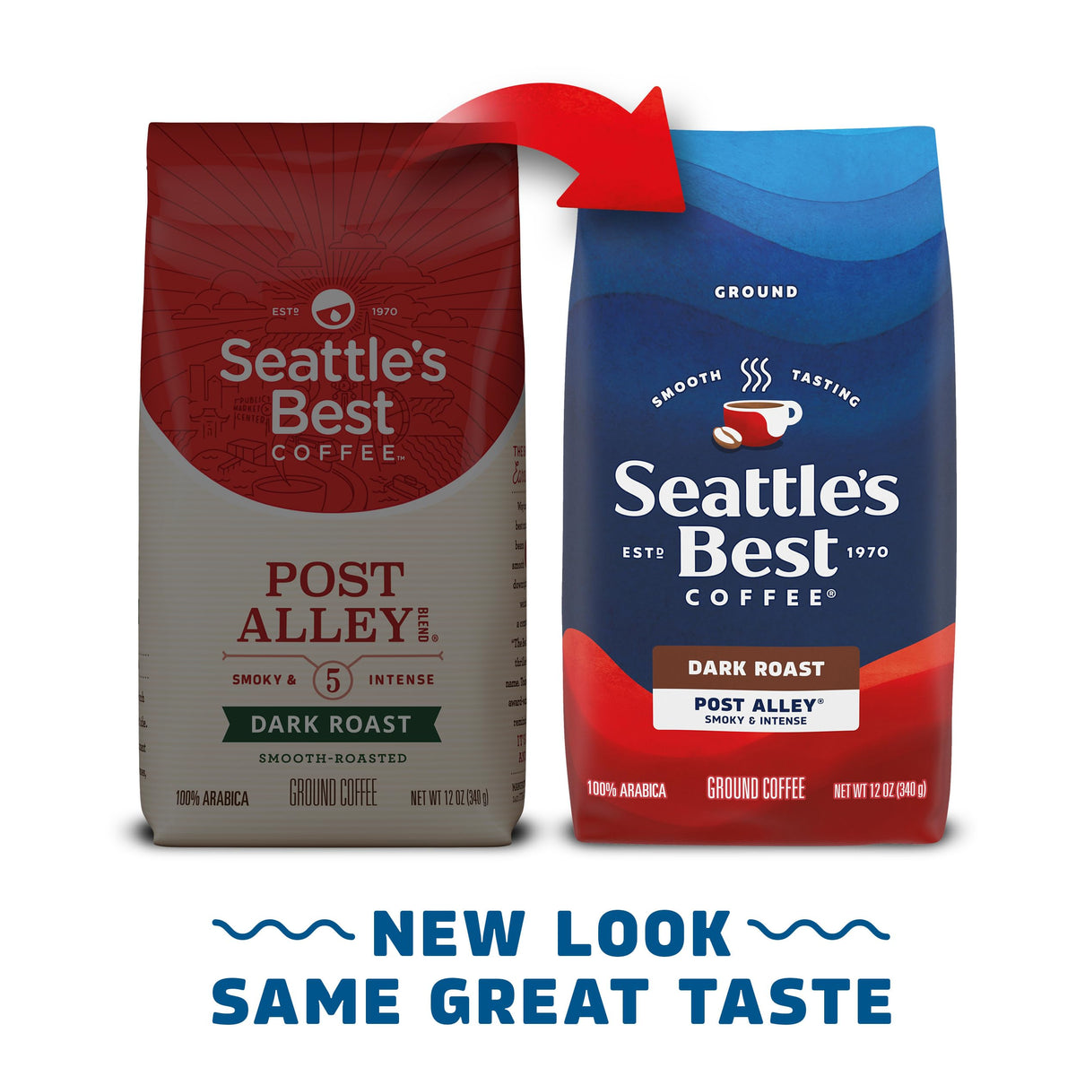Seattle's Best Coffee Post Alley Dark Roast Ground Coffee - 3 Bags (12 oz Each) - 100% Arabica